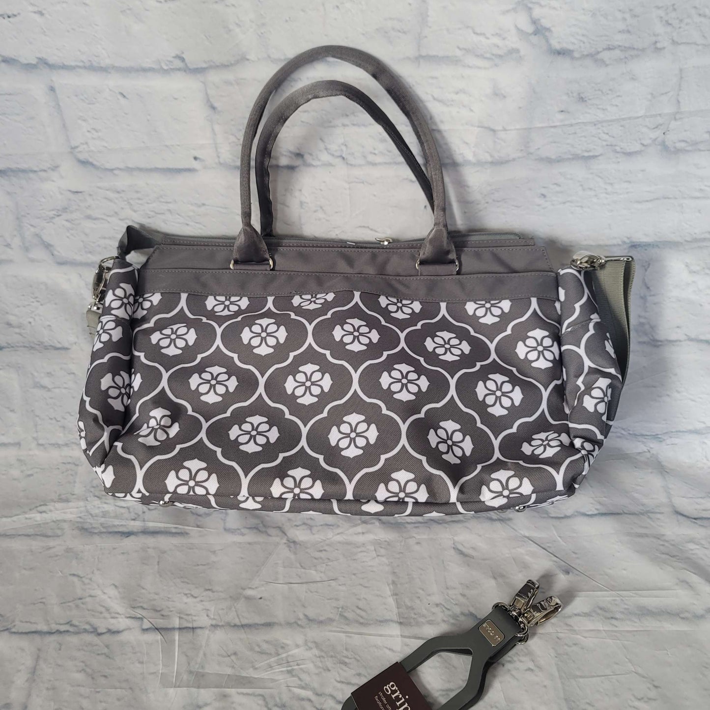 JJ Cole Parker Diaper Bag, Gray Floret, NEW