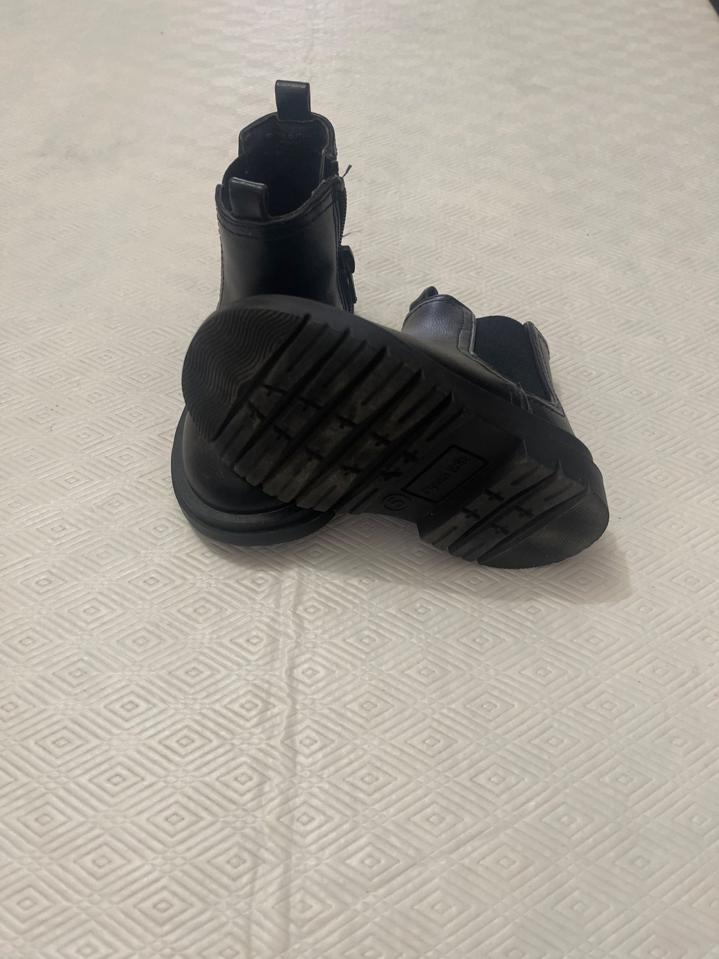 5C Open Edit Black Boots, Shoes 5 (Walkers:12-24 mth)