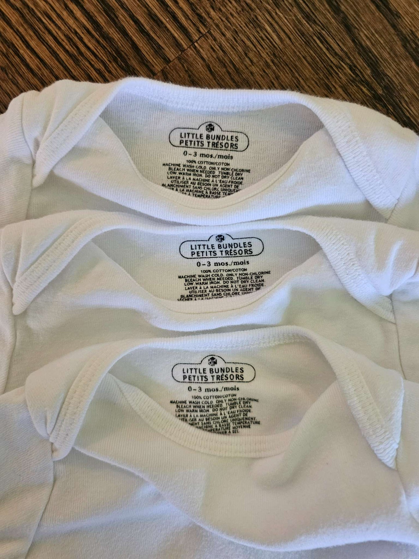 Three White 0-3 Month Long Sleeve Onesies, Kids 3 Month (0-3M)