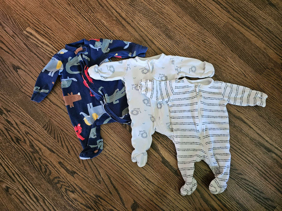 Three 0-3 month Sleepers, Kids 3 Month (0-3M)