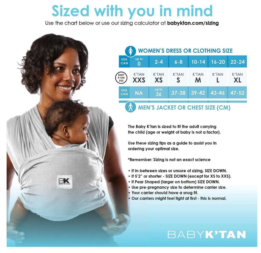 Baby K'Tan Baby Carrier - Size Small - Heather Grey
