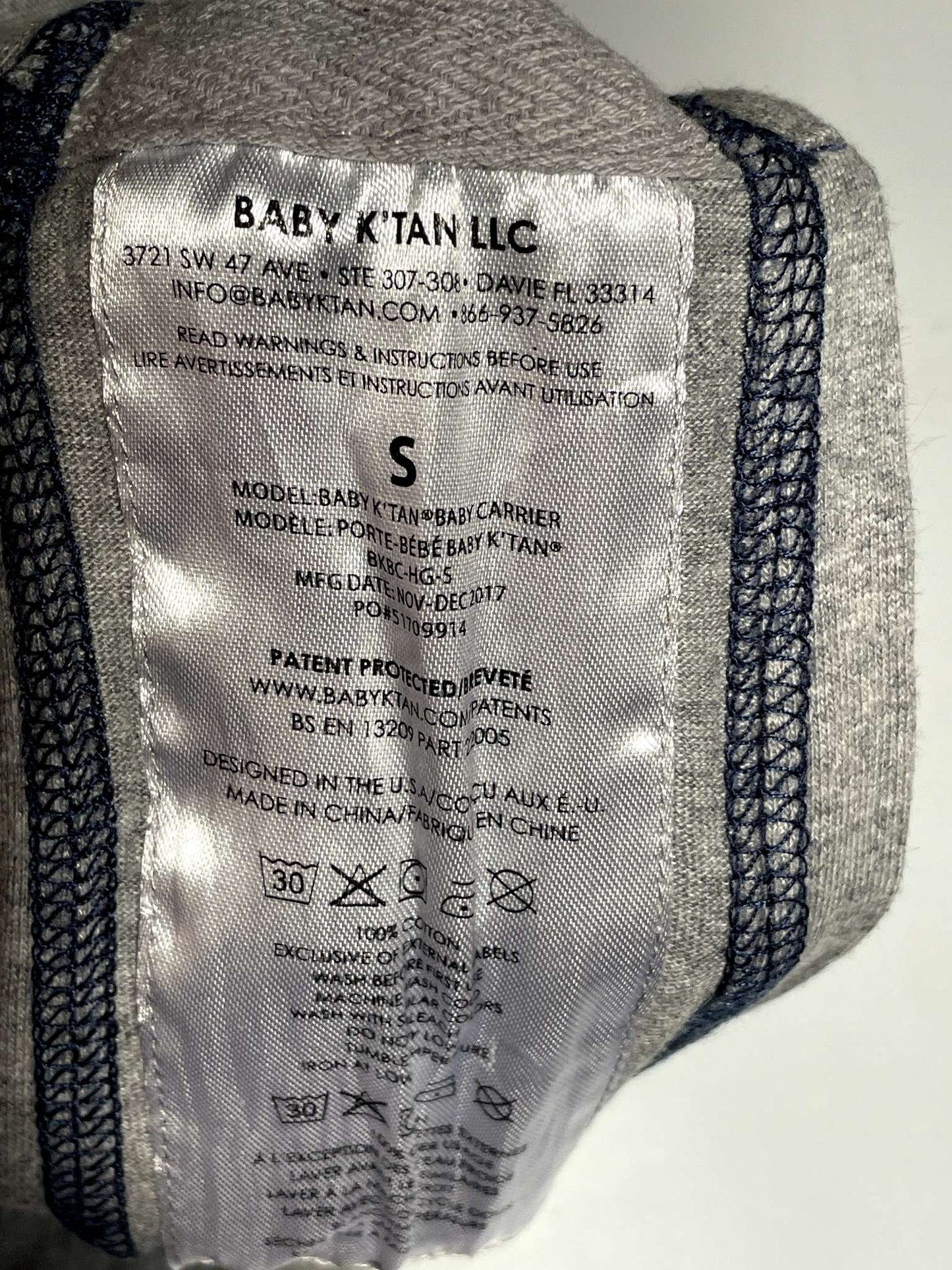 Baby K'Tan Baby Carrier - Size Small - Heather Grey