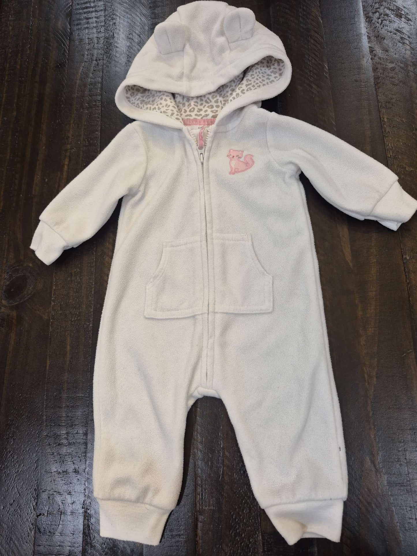 White cat fleece bunting suit, Kids 3 Month (0-3M)