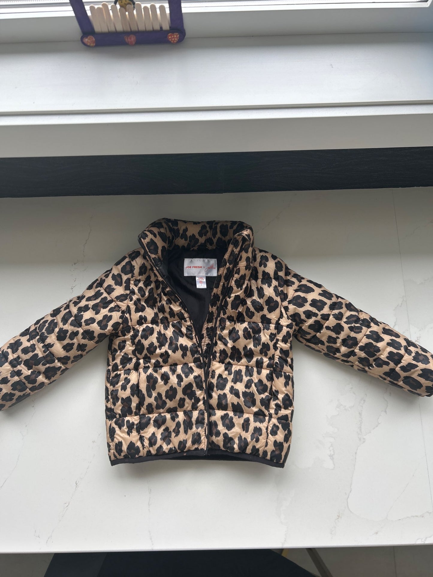 Jillian Harris , Cheetah Toddler Insulated puffer jacket, Joe Fresh, size 4, Kids 4/4T