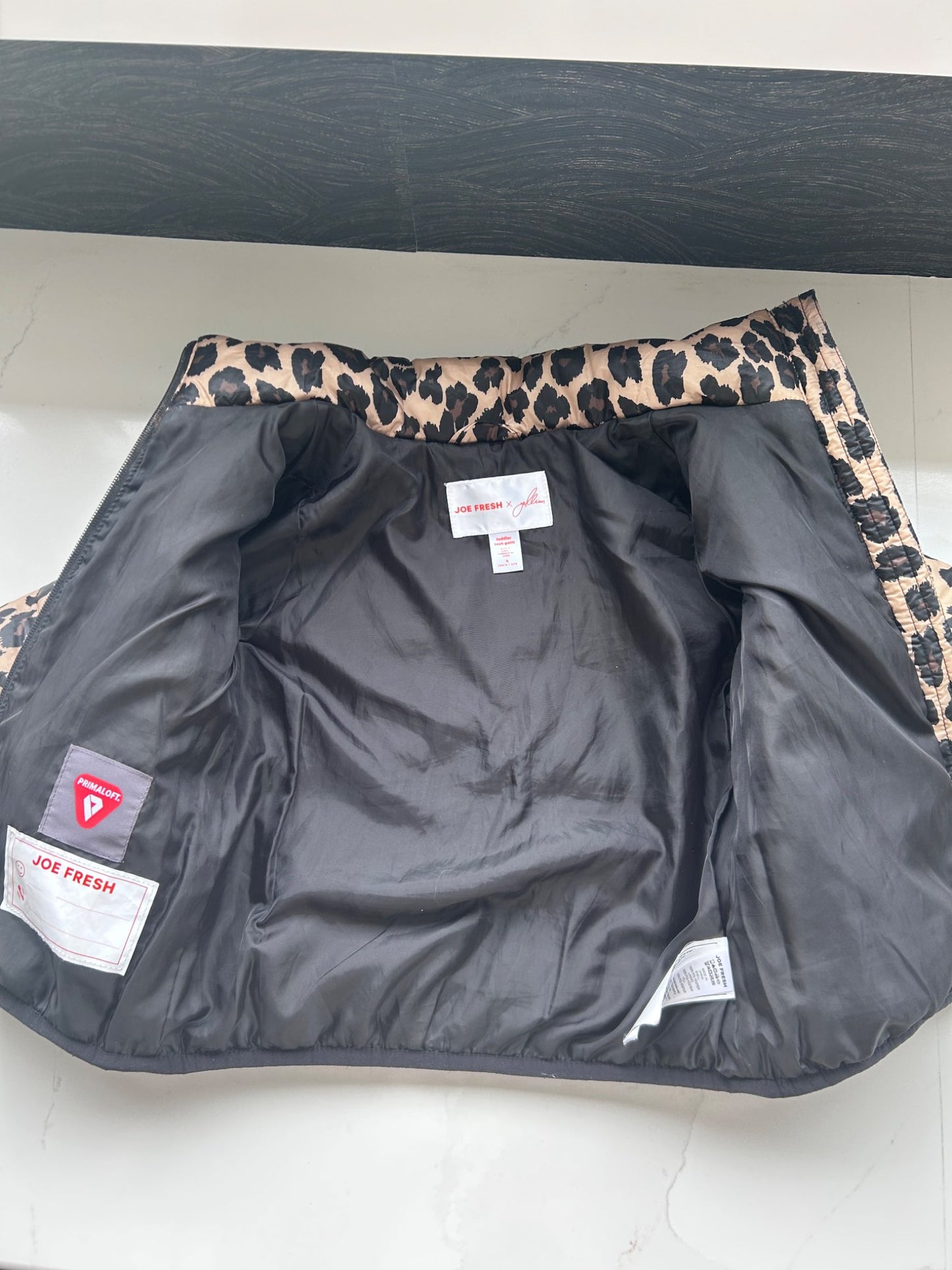 Jillian Harris , Cheetah Toddler Insulated puffer jacket, Joe Fresh, size 4, Kids 4/4T