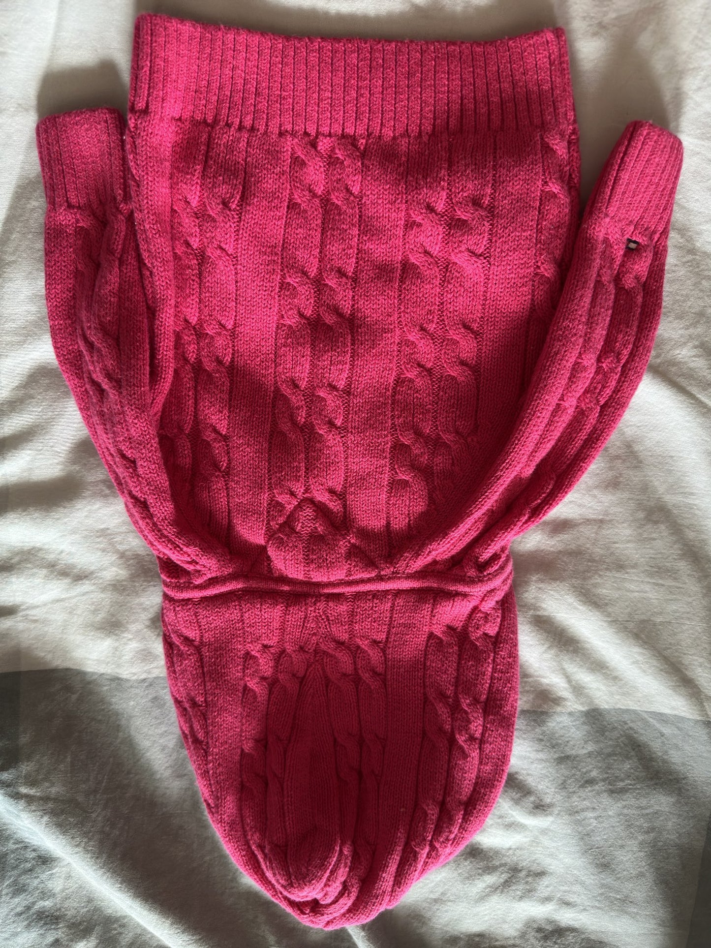 Tommy Hilfiger Pink hooded knitted cardigan, Kids 6 Month (3-6M)