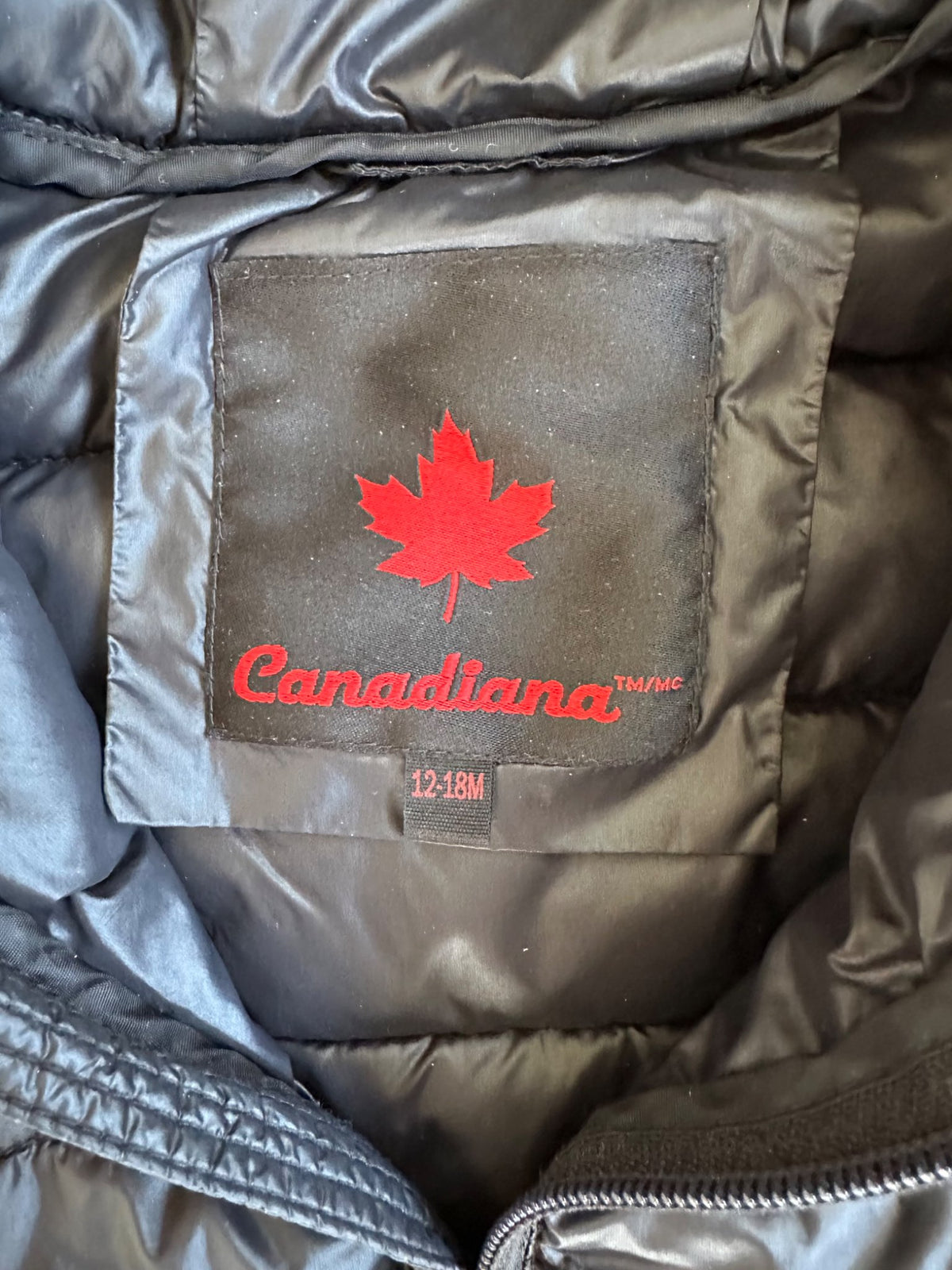 Black Puffy Spring/Fall Jacket, Canadiana, 18M, Kids 18 Month (12-18M)