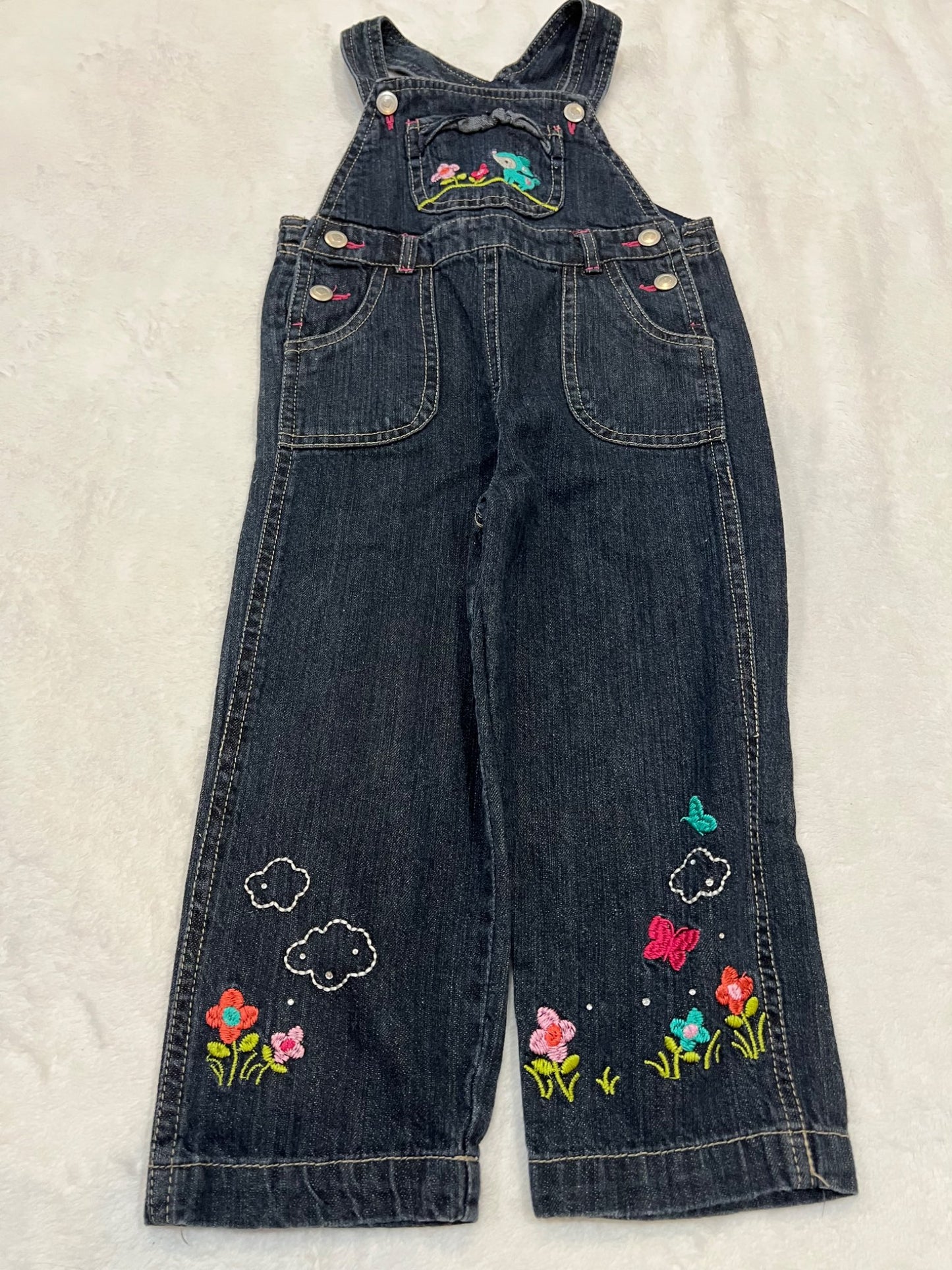 3T please mum denim overalls embroidery , Kids 3T