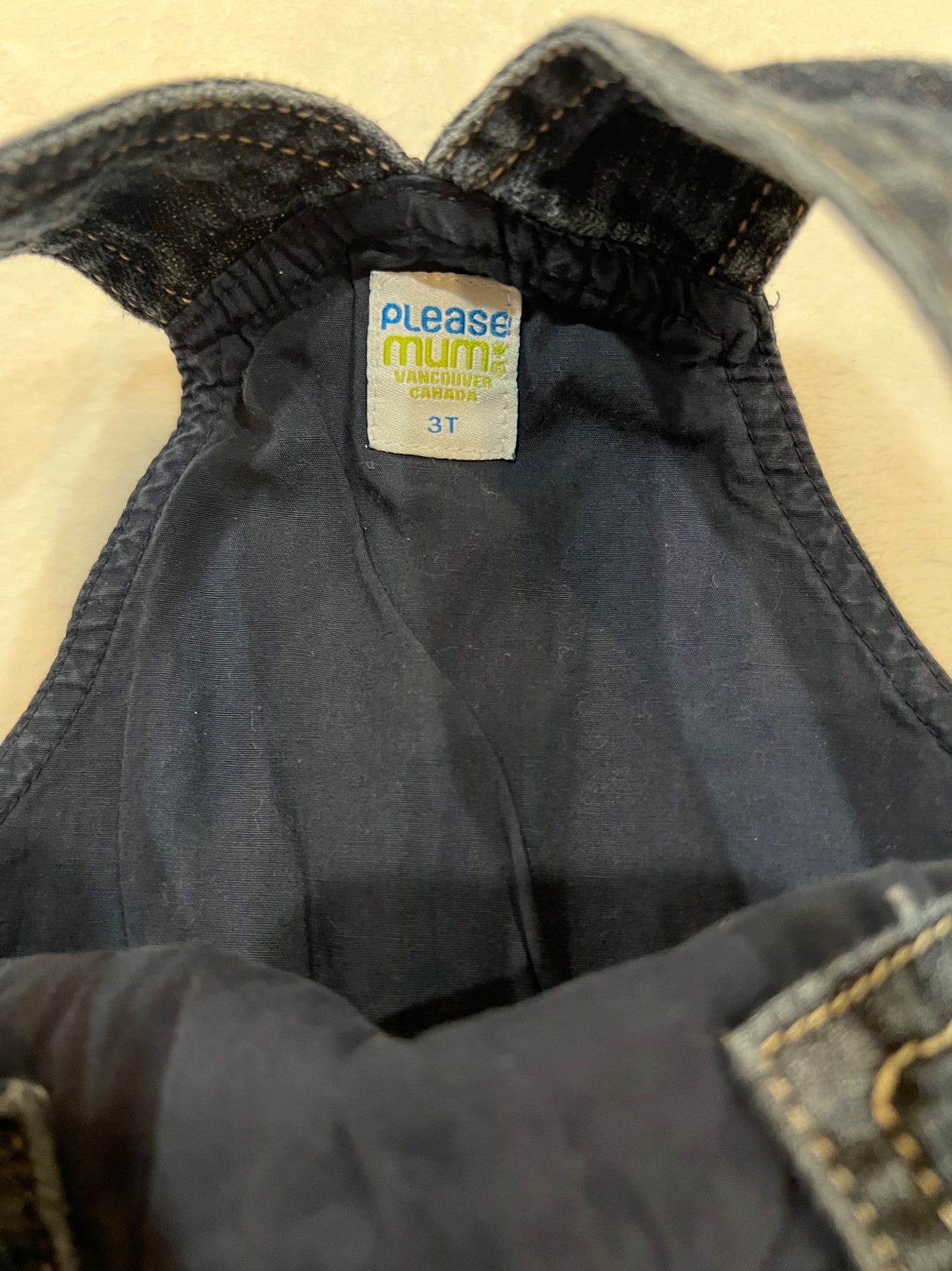 3T please mum denim overalls embroidery , Kids 3T