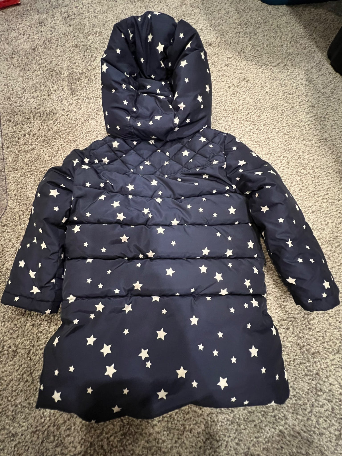 3T gap winter long puff jacket- navy with stars , Kids 3T