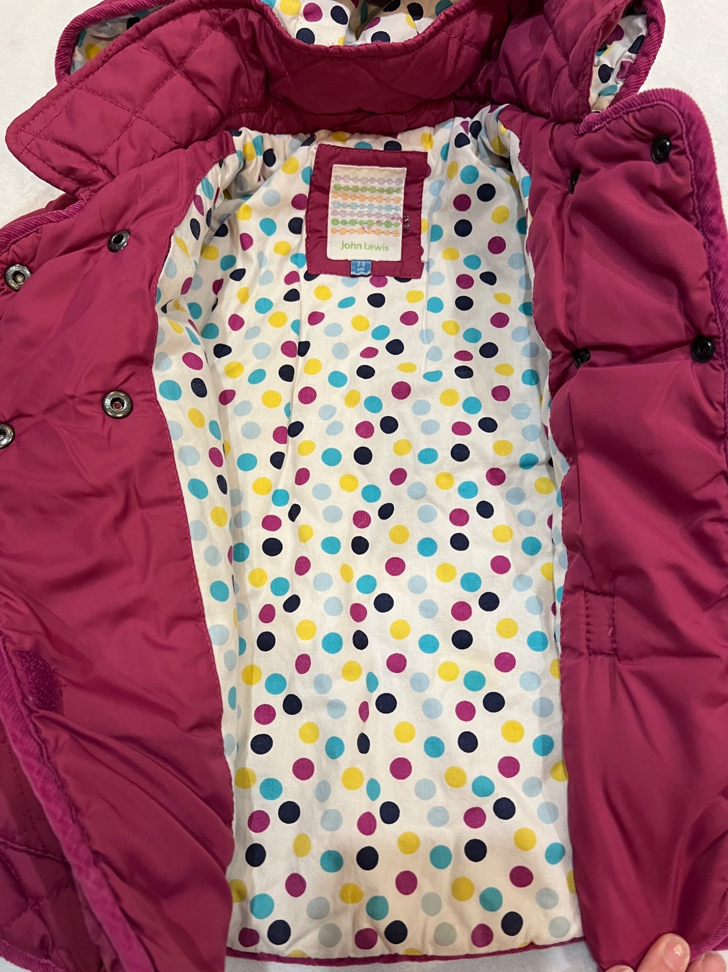 2-3T John Lewis UK padded casual jacket- dark pink , Kids 3T