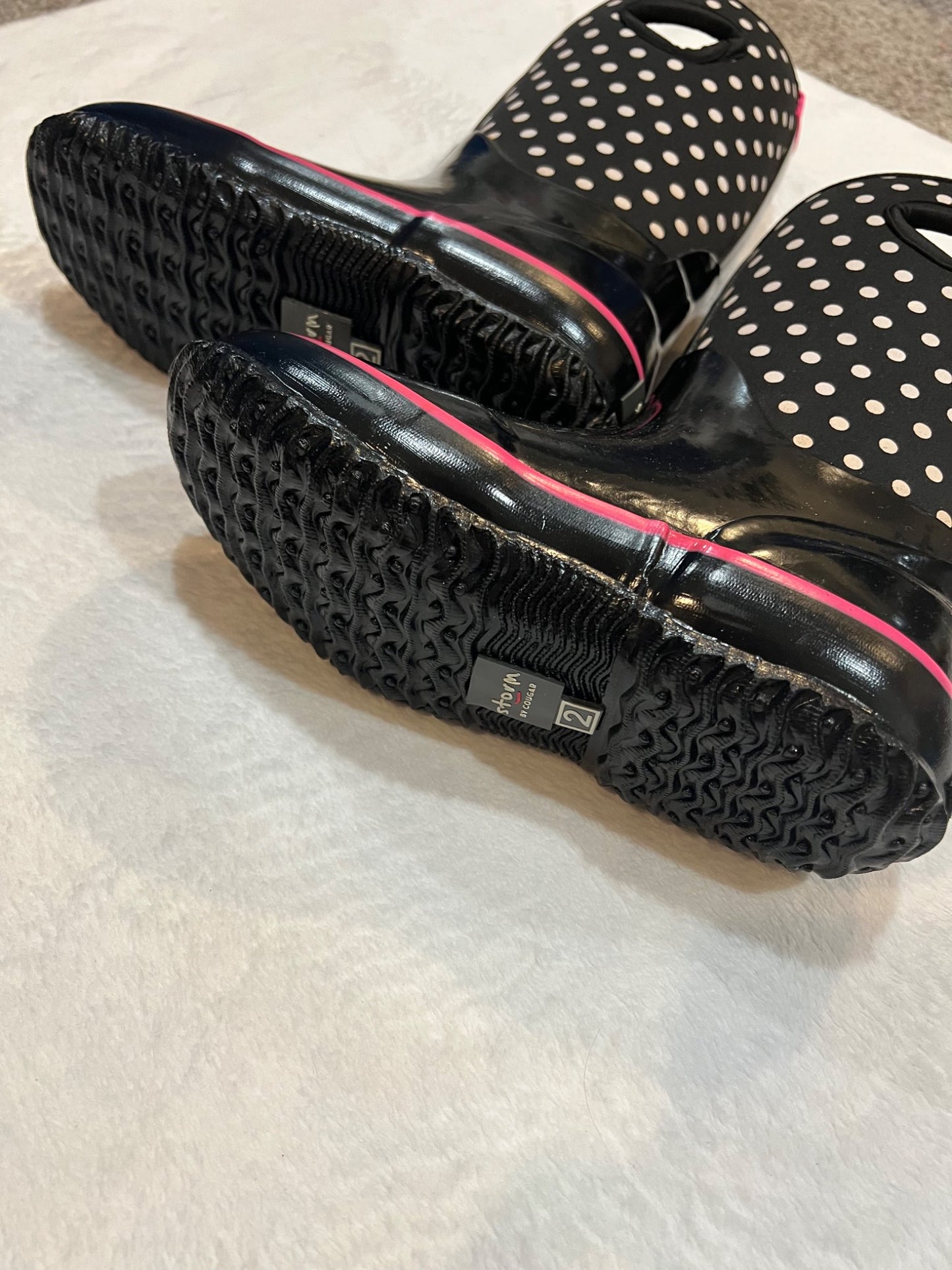 NEW- cougar winter waterproof boots - black with polkadot , Shoes 2 (Kids:4-8yr)