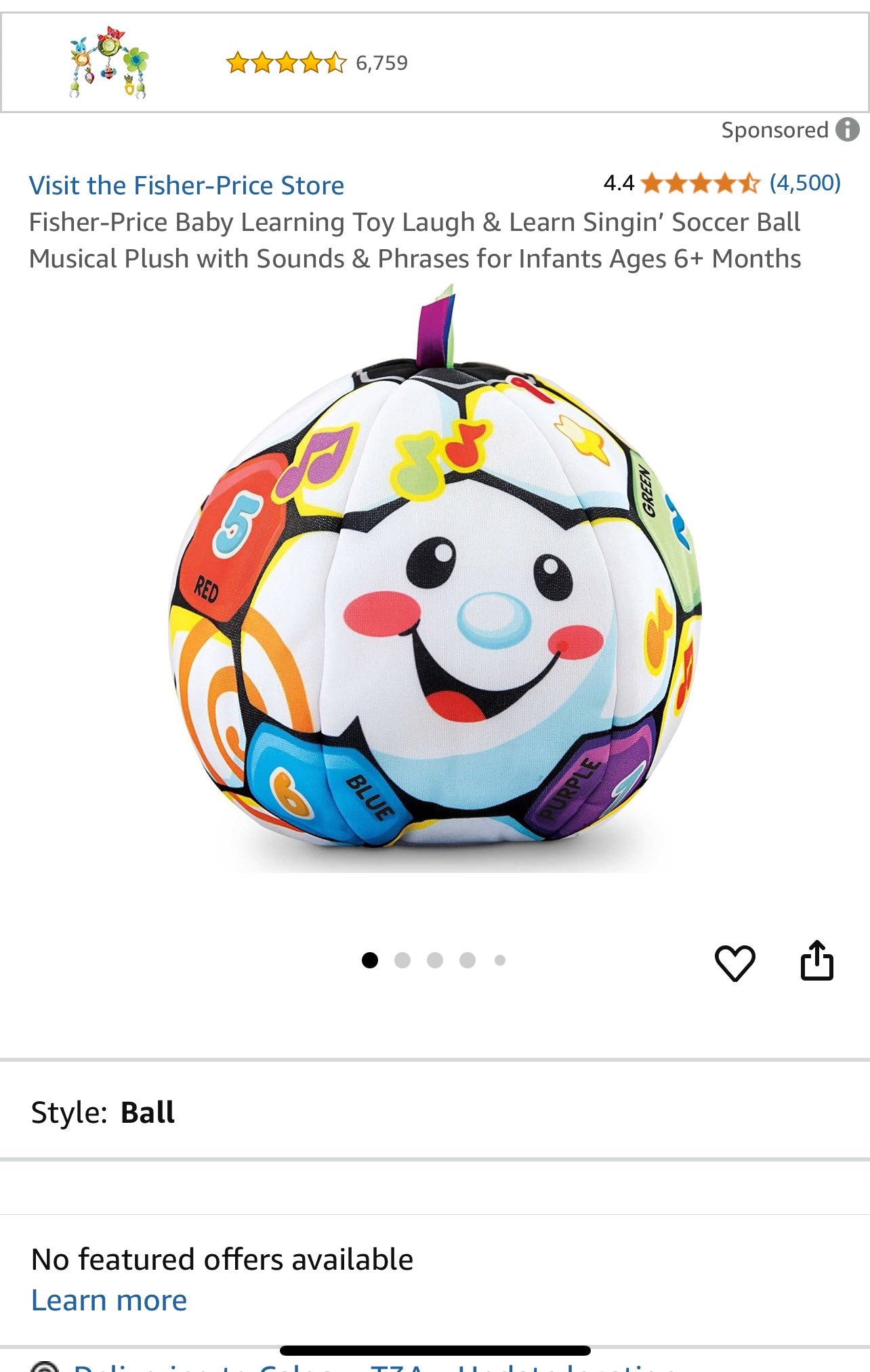 Fisher price laugh and learn soccer ball