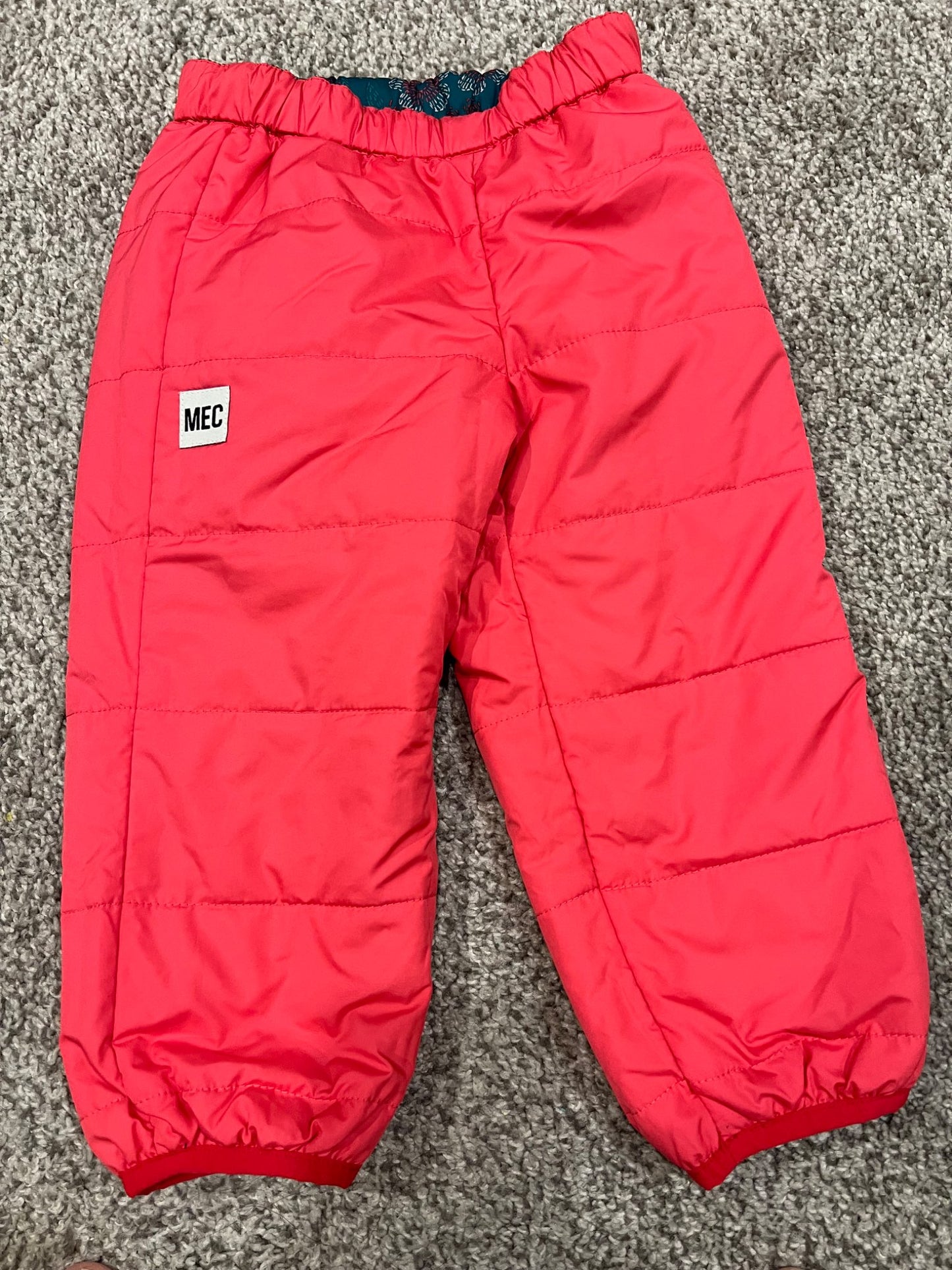 18 mth MEC reversible puff pants- dark green/ pink, Kids 18 Month (12-18M)
