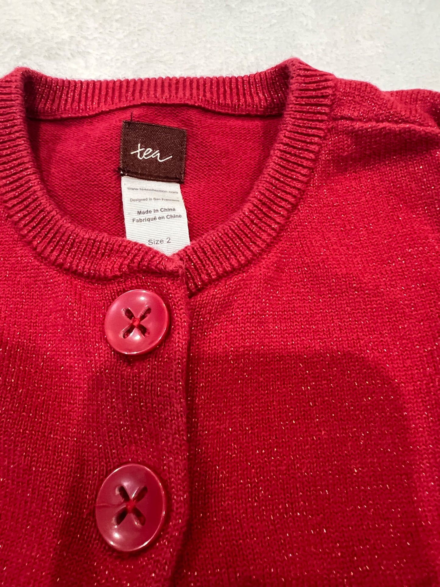2T tea sparkle red cardigan , Kids 2T