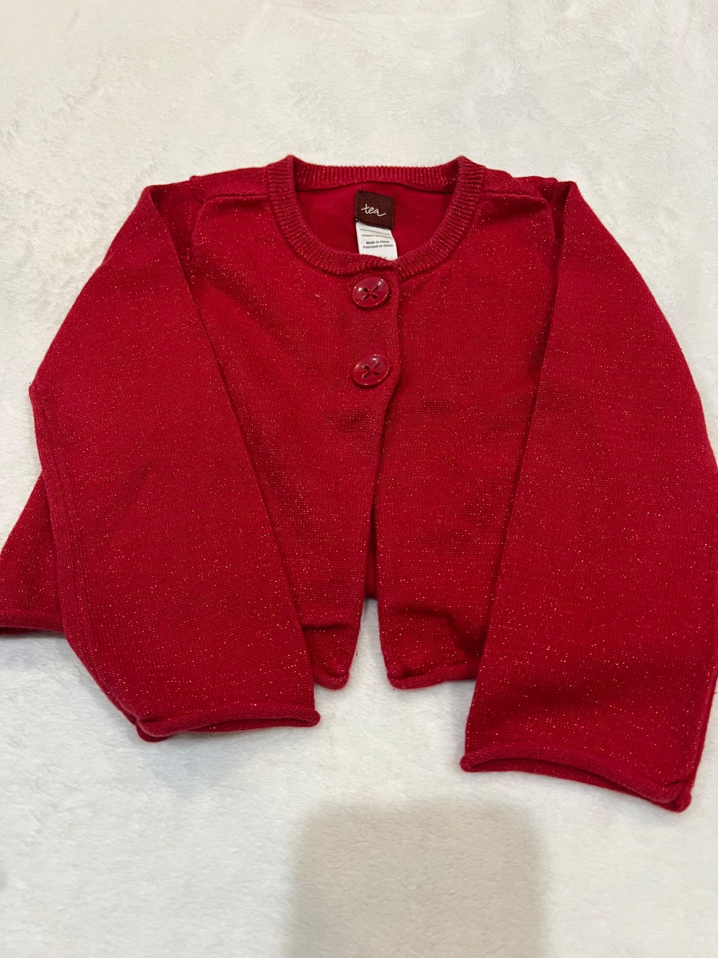 2T tea sparkle red cardigan , Kids 2T