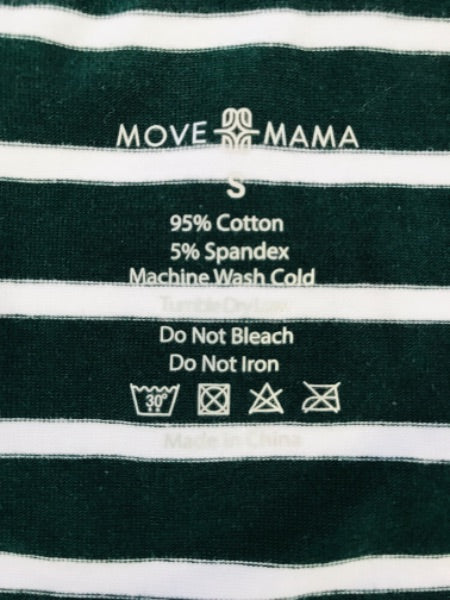 NWT Movemama Green Stripe Zip Nursing Tank Top, Retails $63.00, Maternity S (4-6)