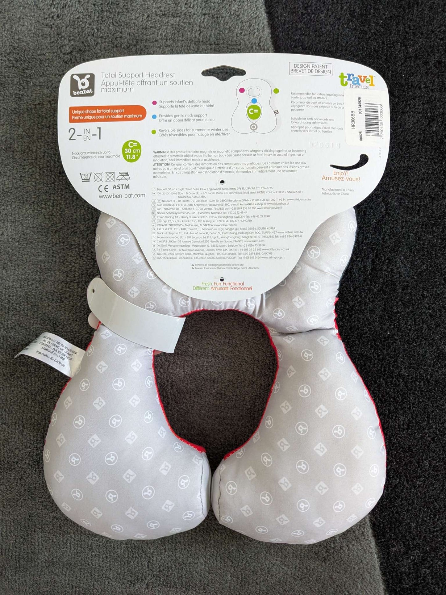 Brand New Benbat Total Support Headrest for Toddlers - Ladybug, NWT, MSRP $32