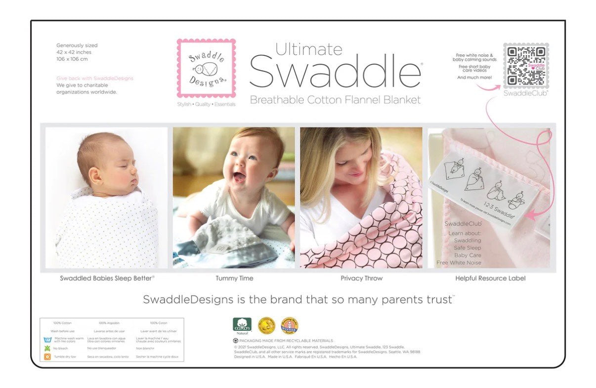 Ultimate Swaddle Blanket Soft Pink , 0-6 Months (Small)