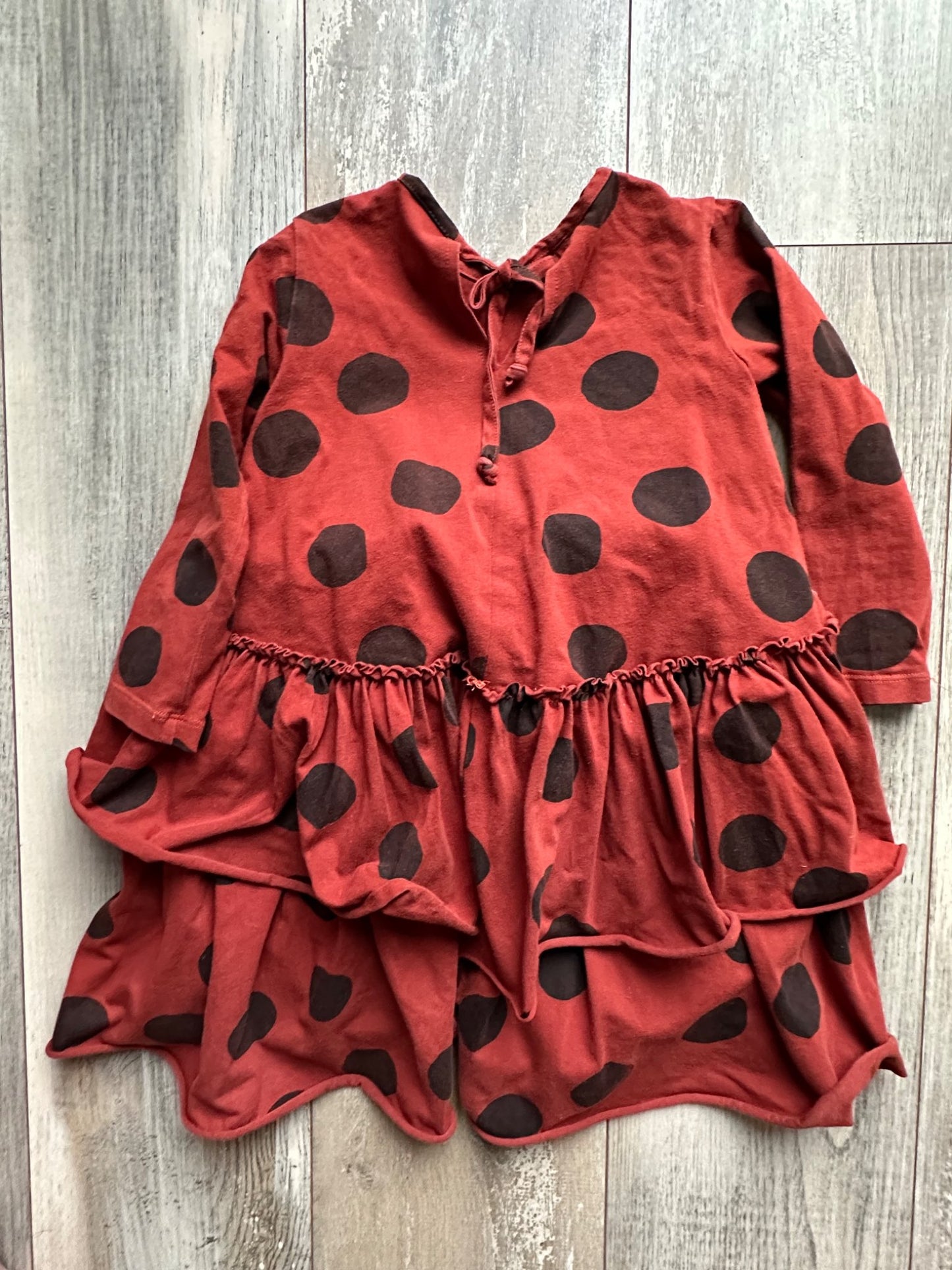 Kukukid red and black ruffled dress , Kids 5/5T (extra small)
