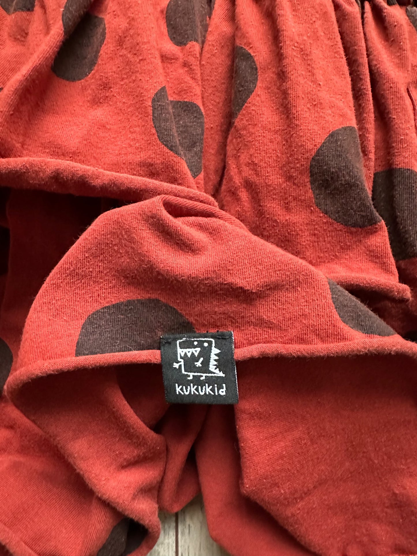 Kukukid red and black ruffled dress , Kids 5/5T (extra small)
