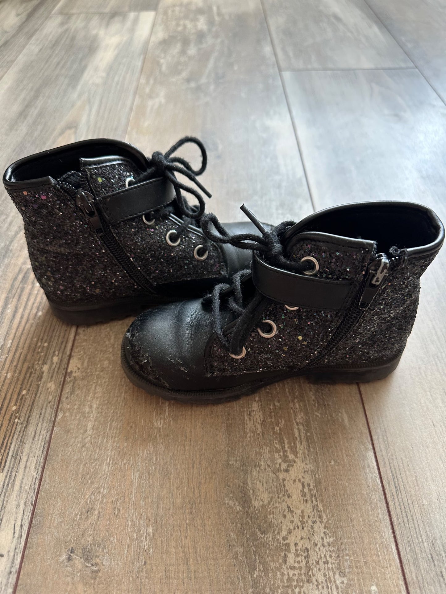 Black sparkle moto boots , Shoes 10 (Toddler:2-4yr)