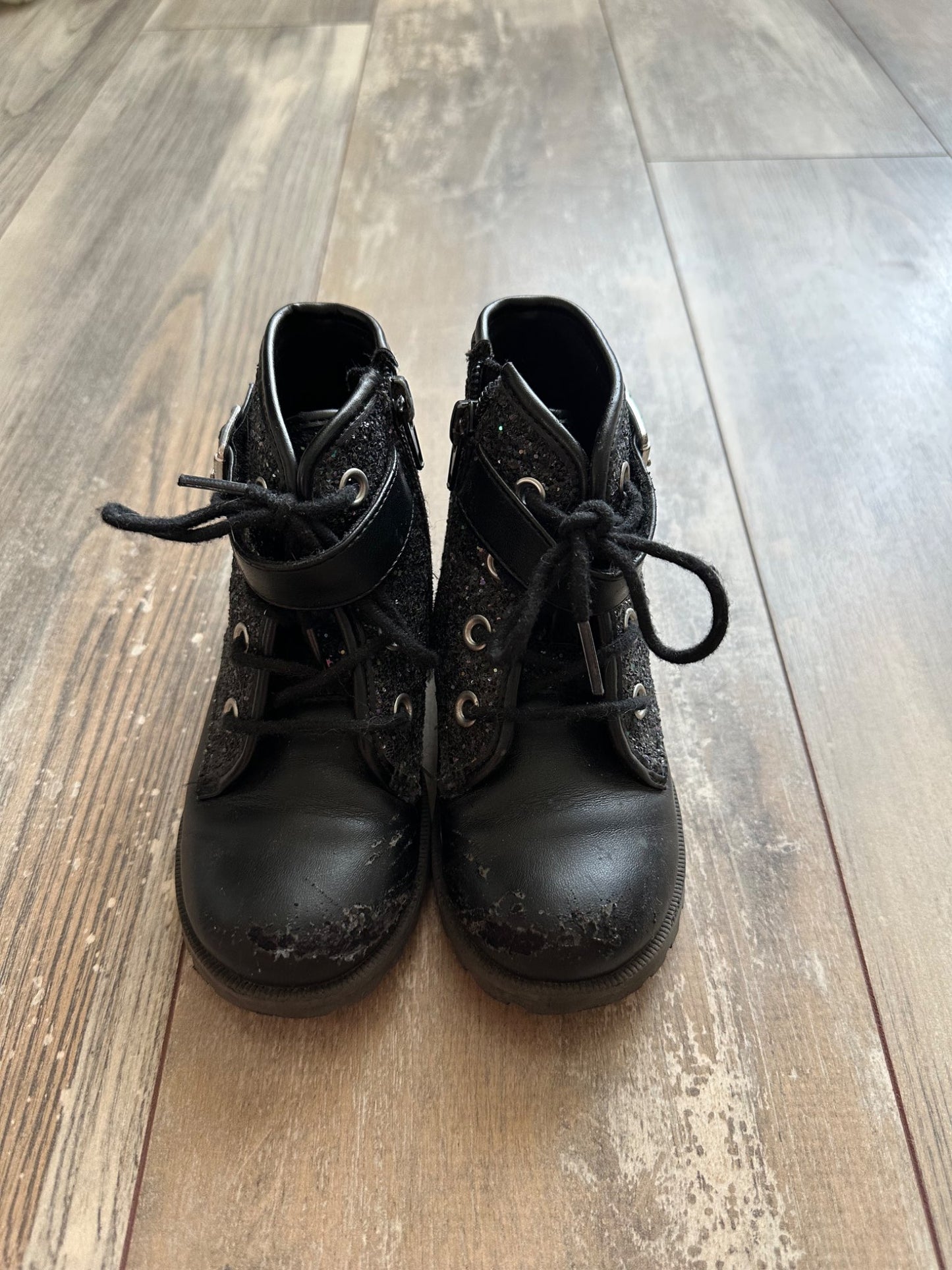 Black sparkle moto boots , Shoes 10 (Toddler:2-4yr)