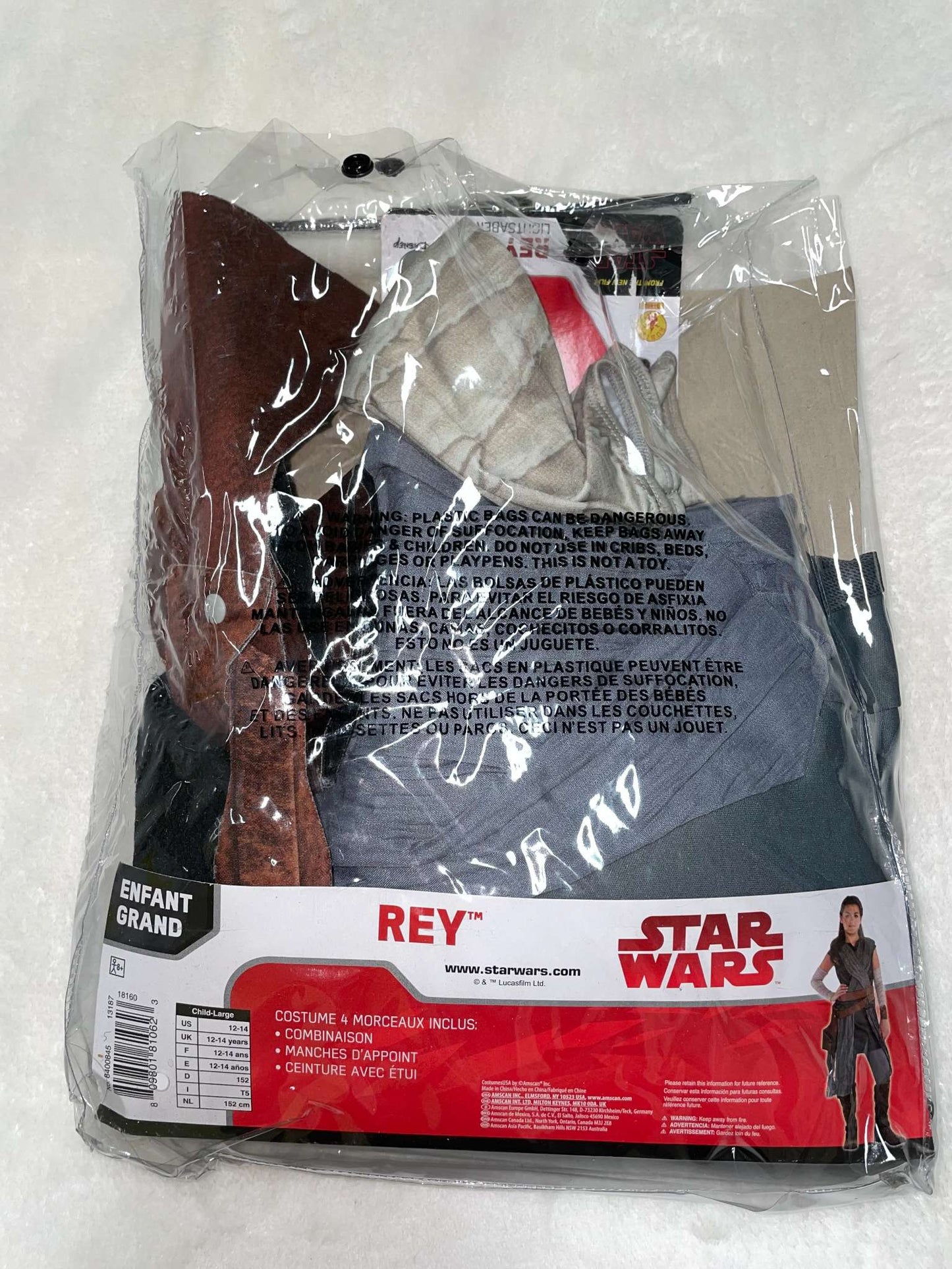 Star Wars Rey Costume – Child Large (4-Piece Set) - MSRP $40, Kids 12 & 14 (large)