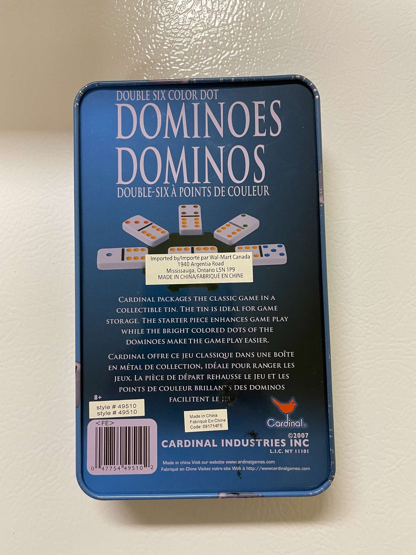 Classic Games – Double Six Color Dot Dominoes (Cardinal, Collectible Tin)