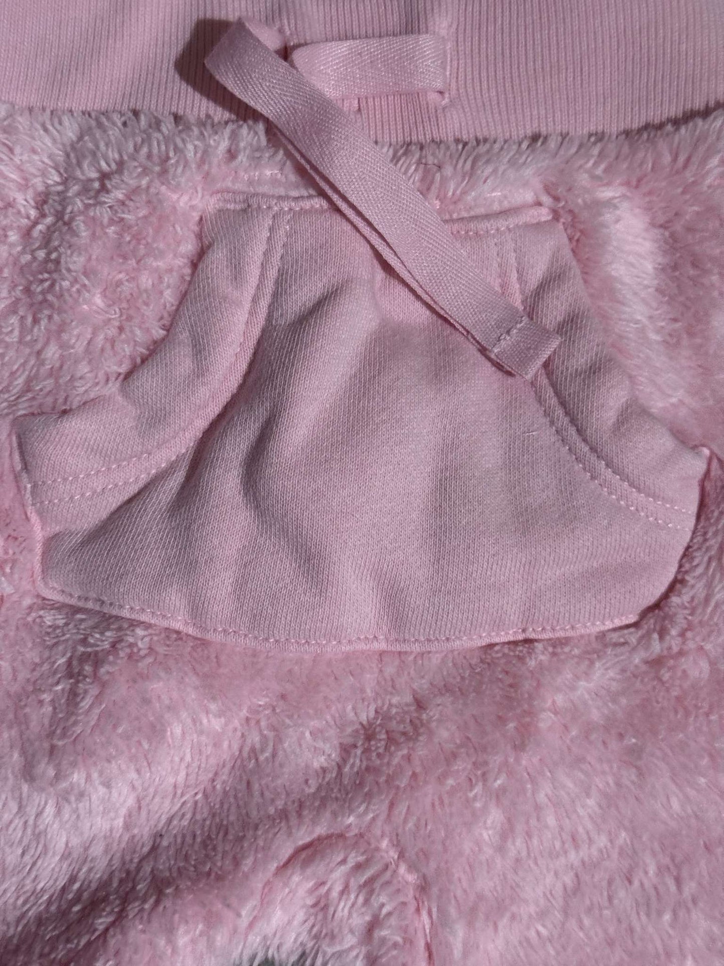 Fuzzy Pink Bear Sweatsuit, Kids 3 Month (0-3M)