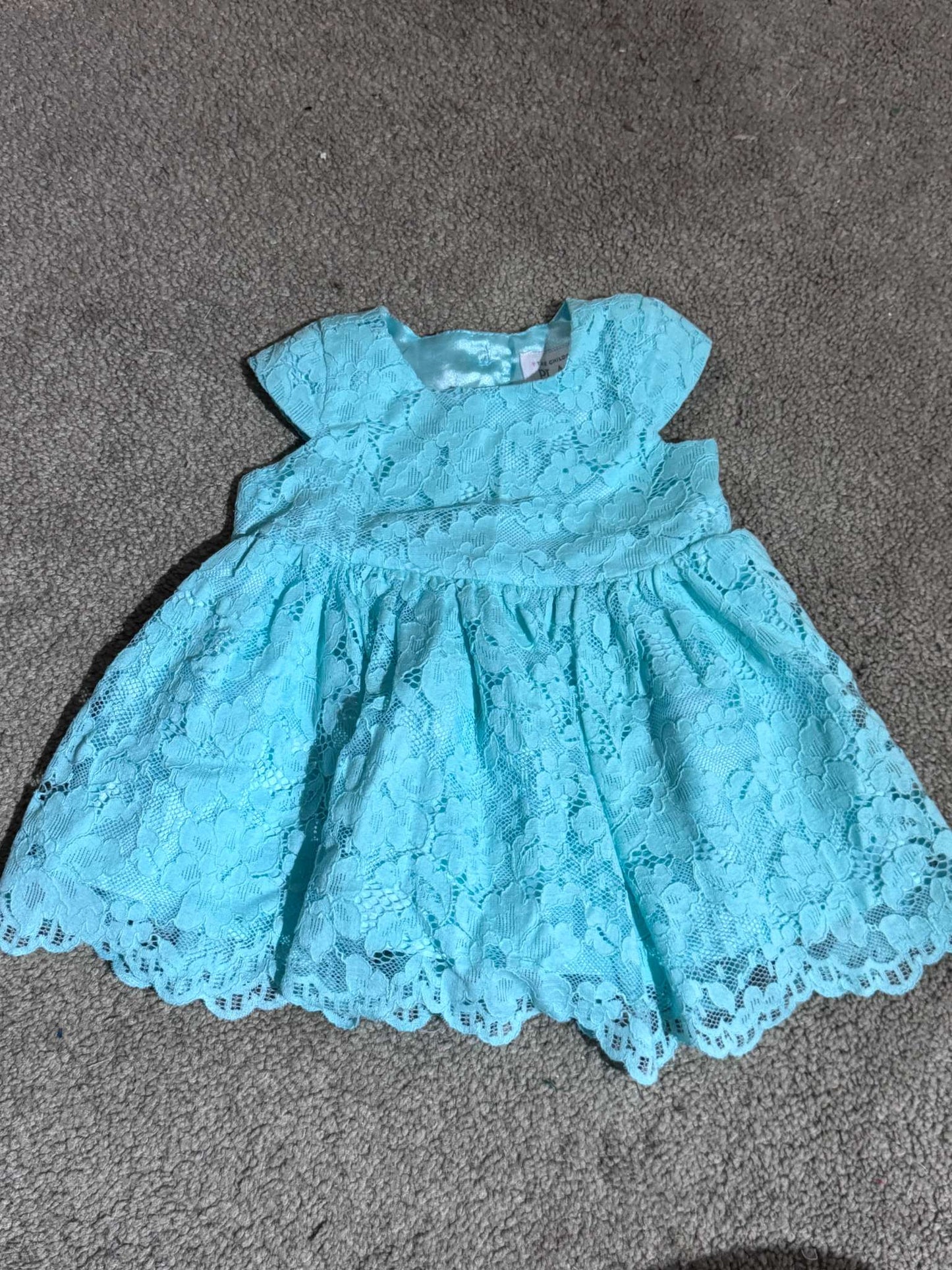 Baby Blue/Mint Blue Party Dress, Kids 3 Month (0-3M)