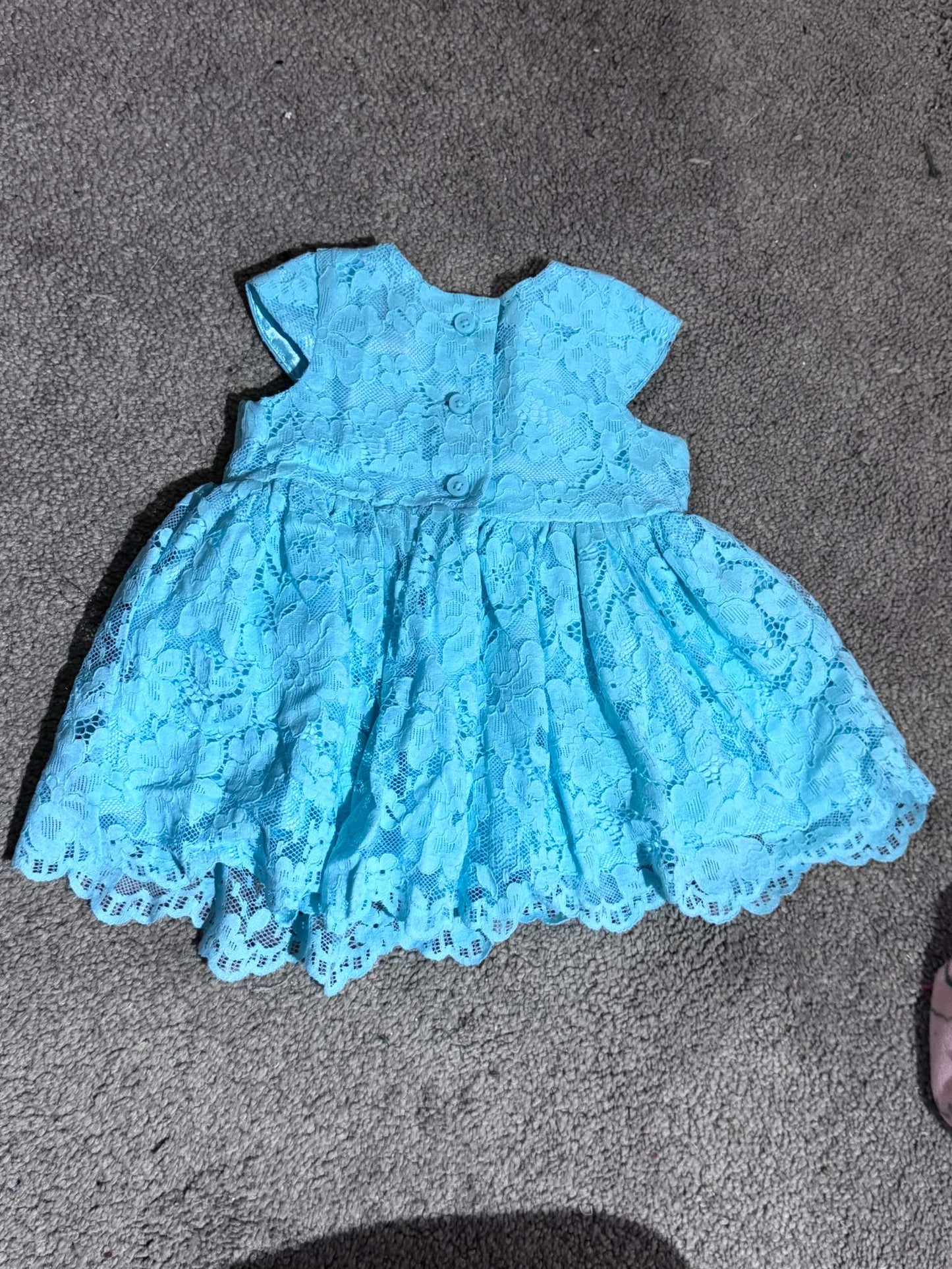Baby Blue/Mint Blue Party Dress, Kids 3 Month (0-3M)