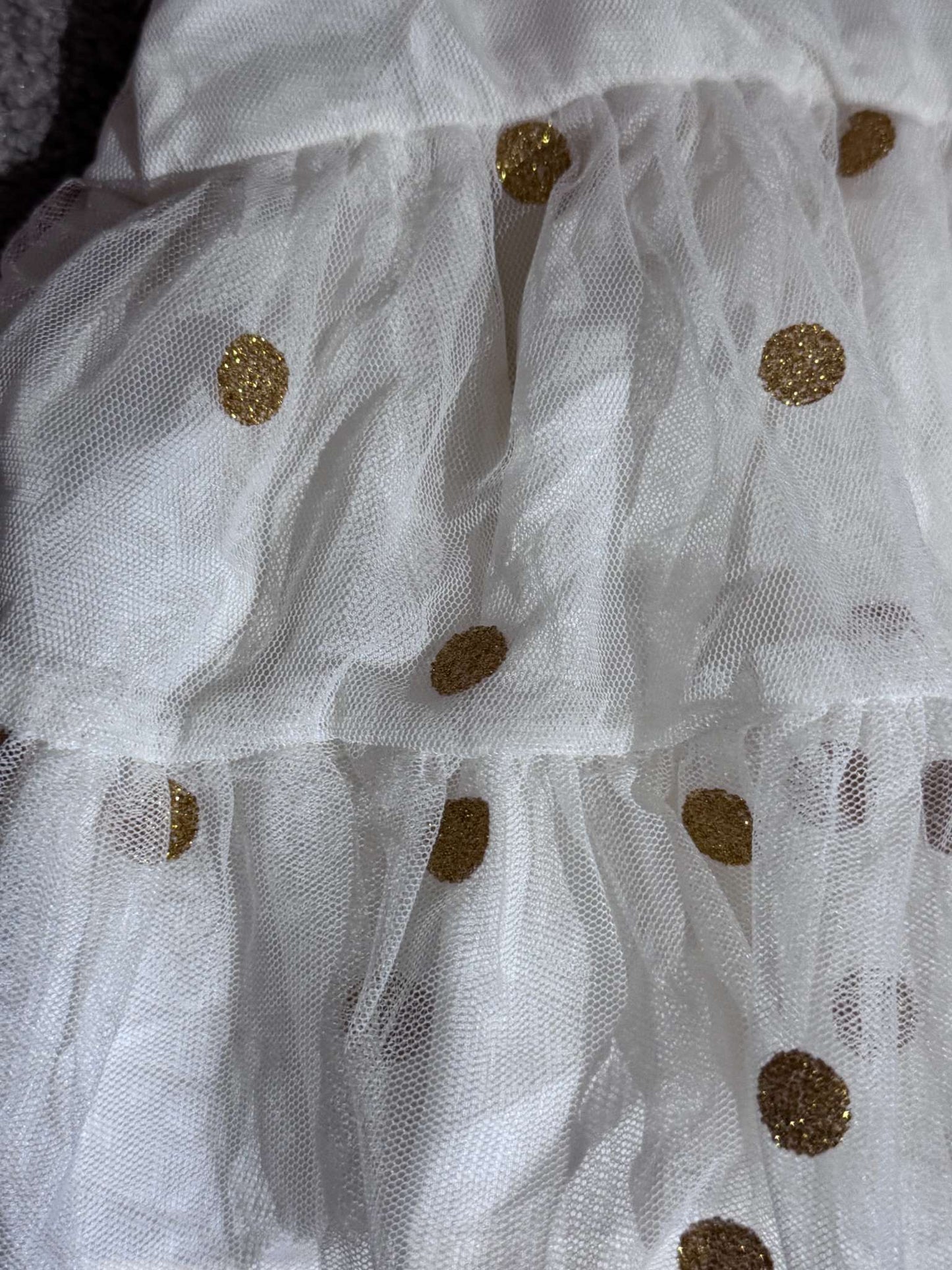 Cream Formal Dress with Gold Polkadots, Kids Newborn