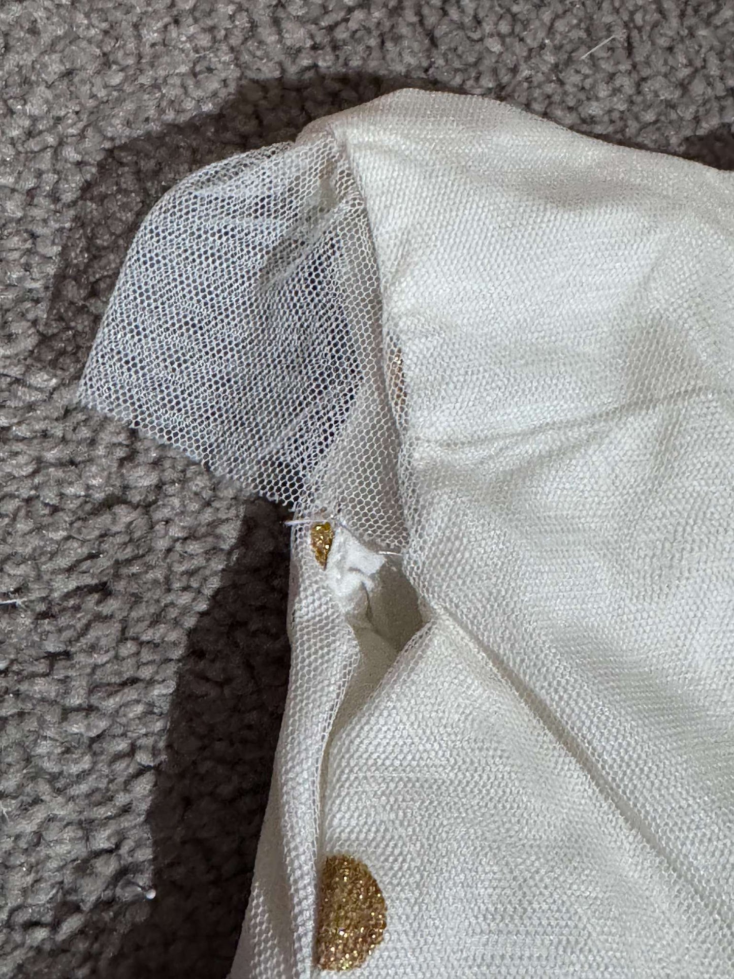 Cream Formal Dress with Gold Polkadots, Kids Newborn
