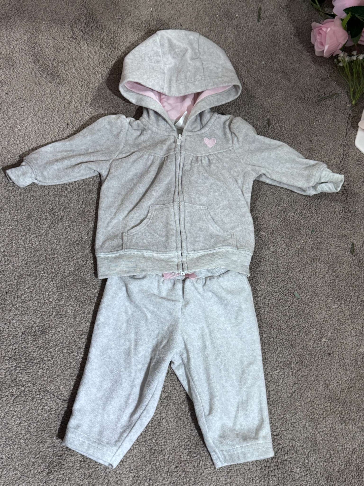 Light Grey and Pink Jumpsuit, Kids 3 Month (0-3M)