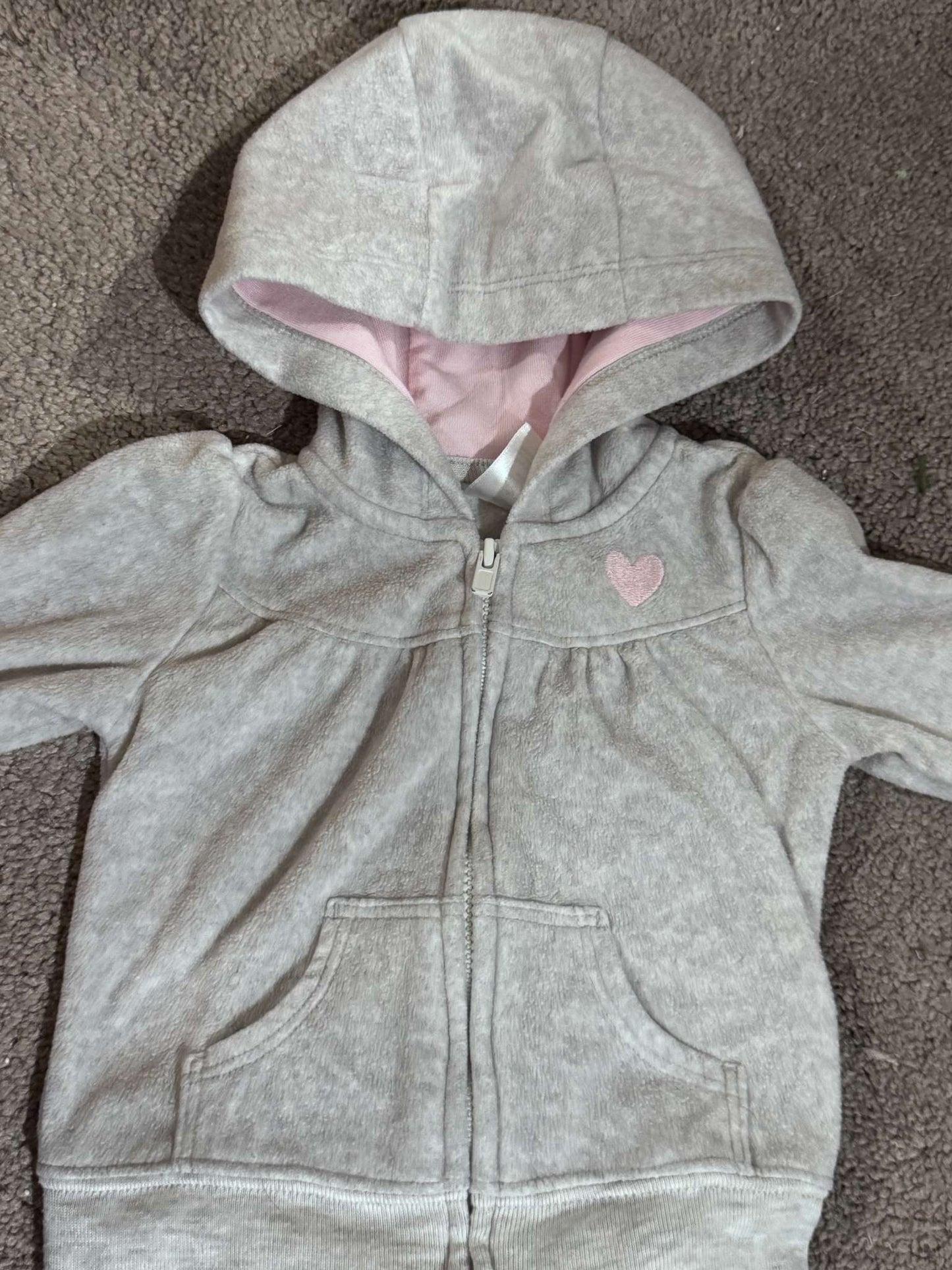 Light Grey and Pink Jumpsuit, Kids 3 Month (0-3M)