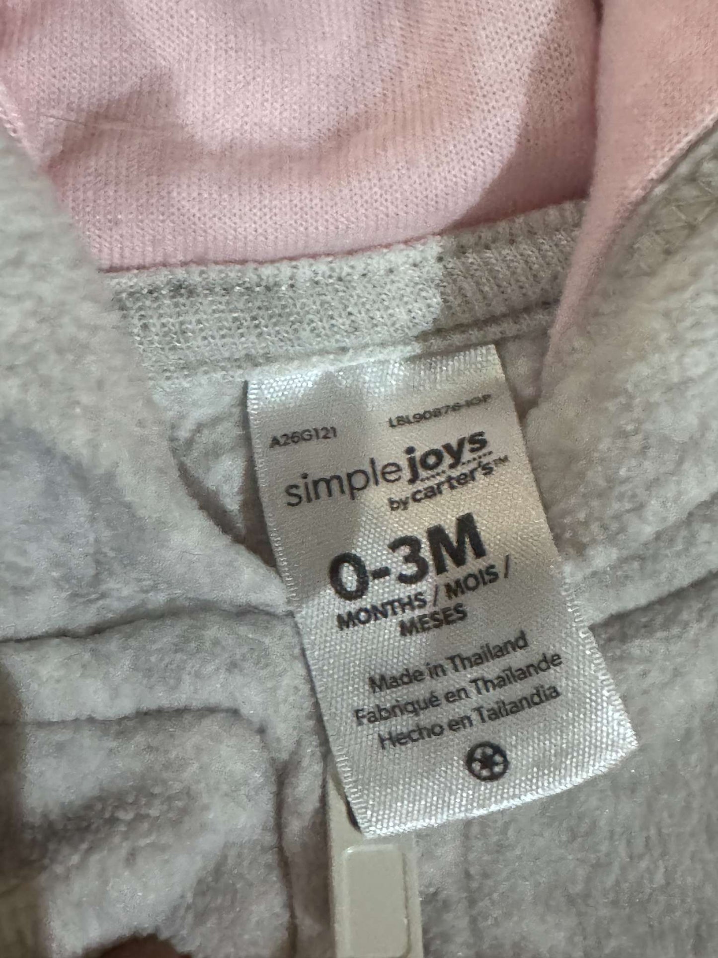 Light Grey and Pink Jumpsuit, Kids 3 Month (0-3M)