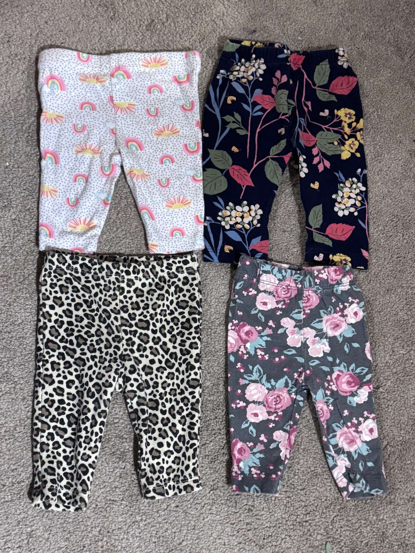 Set of four (4) Leggings/Pants - sizes 0-3 Months, Kids 3 Month (0-3M)