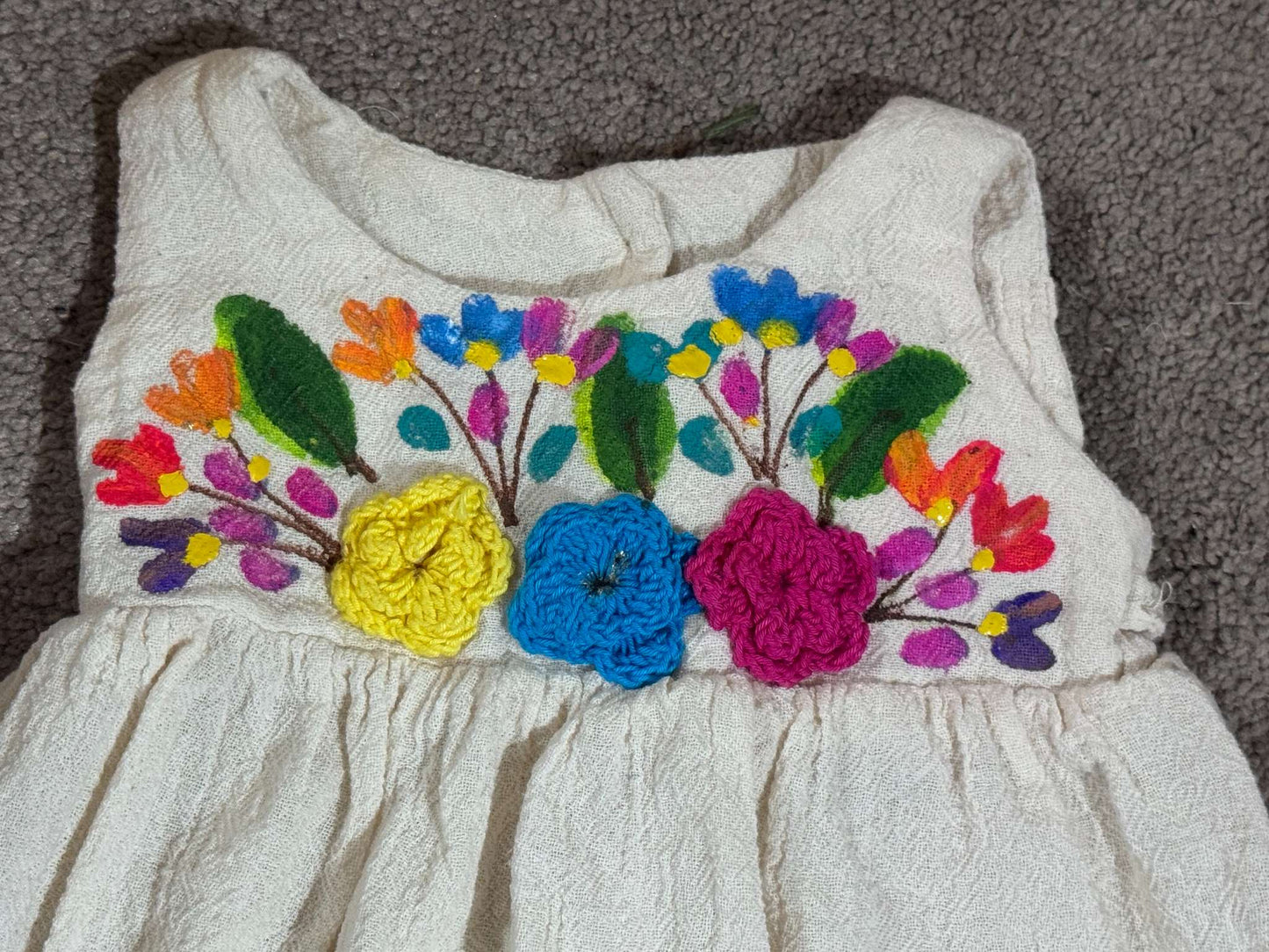 Floral Linen Dress, Kids 3 Month (0-3M)