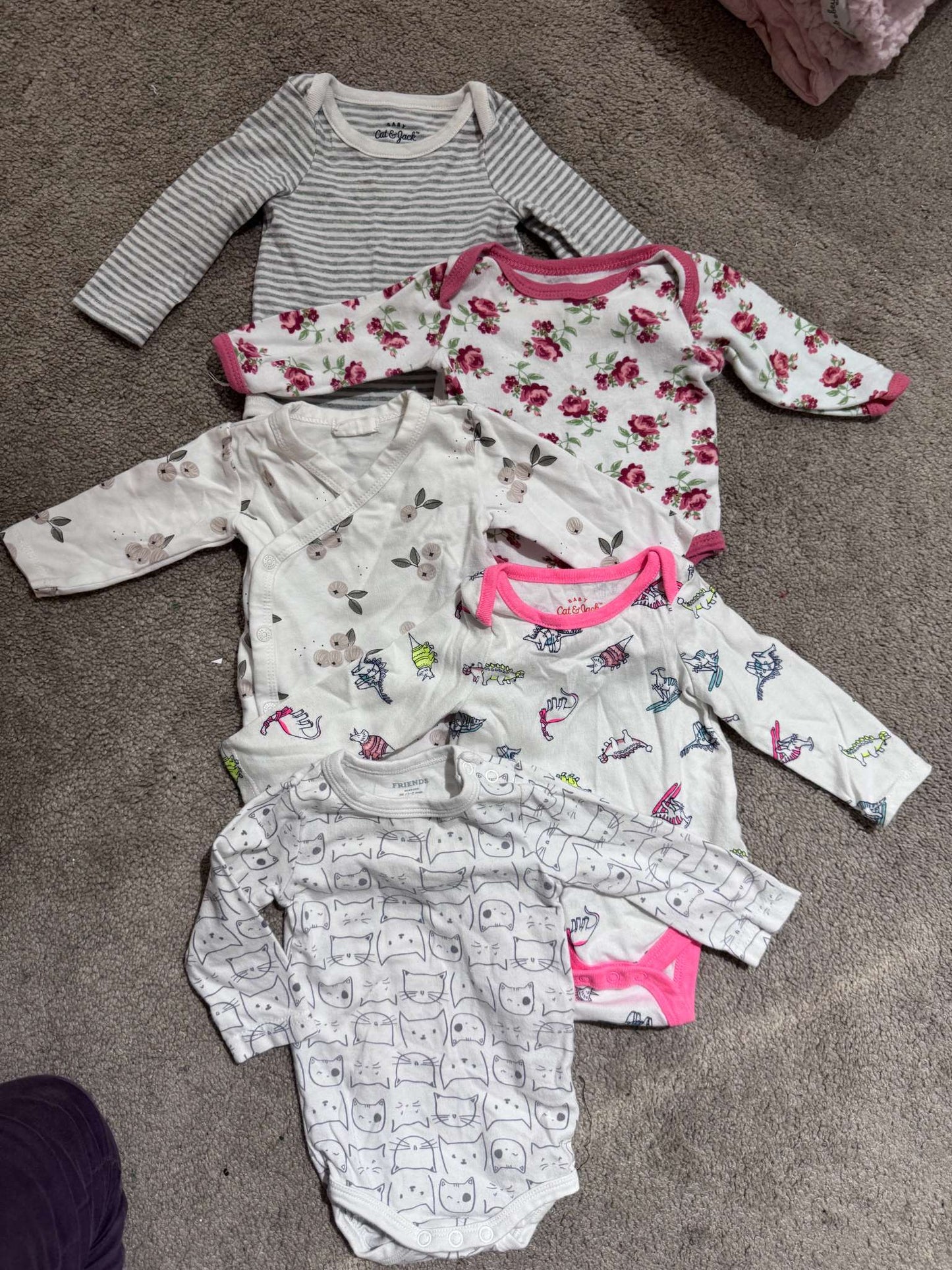 5 Long-Sleeved Newborn Onesies, Kids Newborn