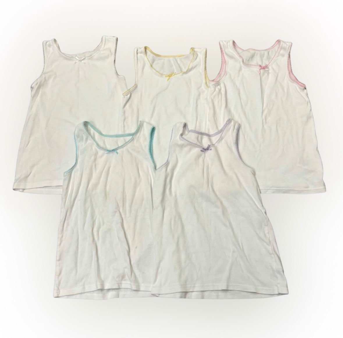 M & S Undershirt Set with Pastel Trim - 5 Pack - 5-6 Years, Kids 5/5T