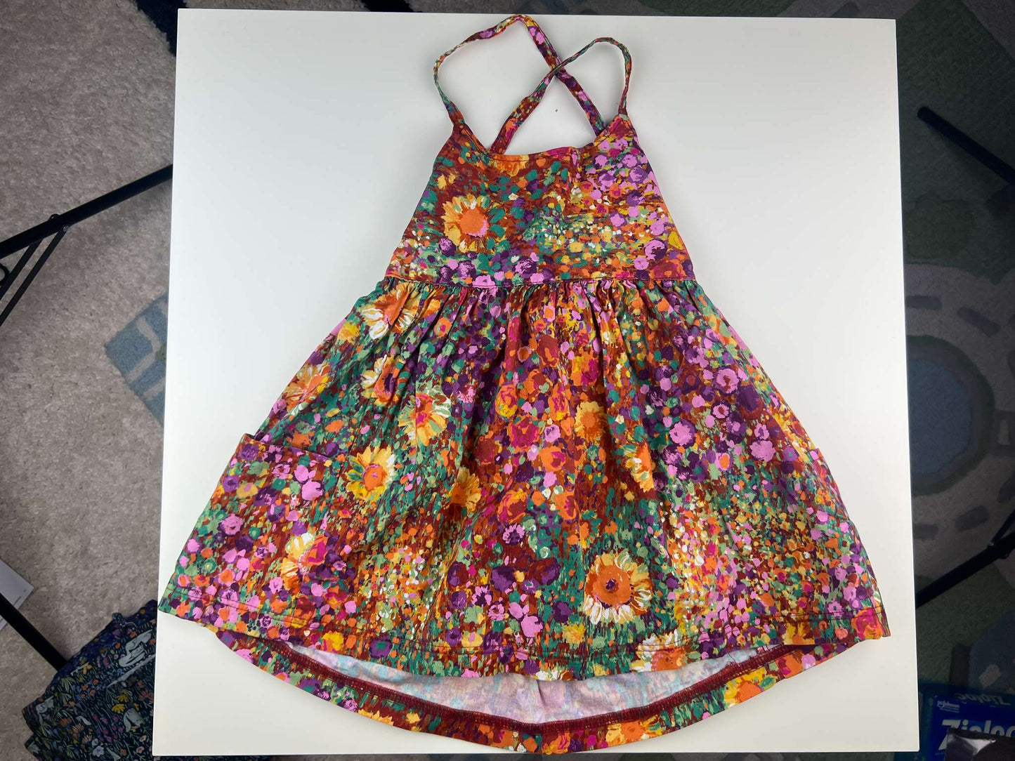 Nest and Nurture Freya dress, painted sunflowers, 2T, Kids 2T