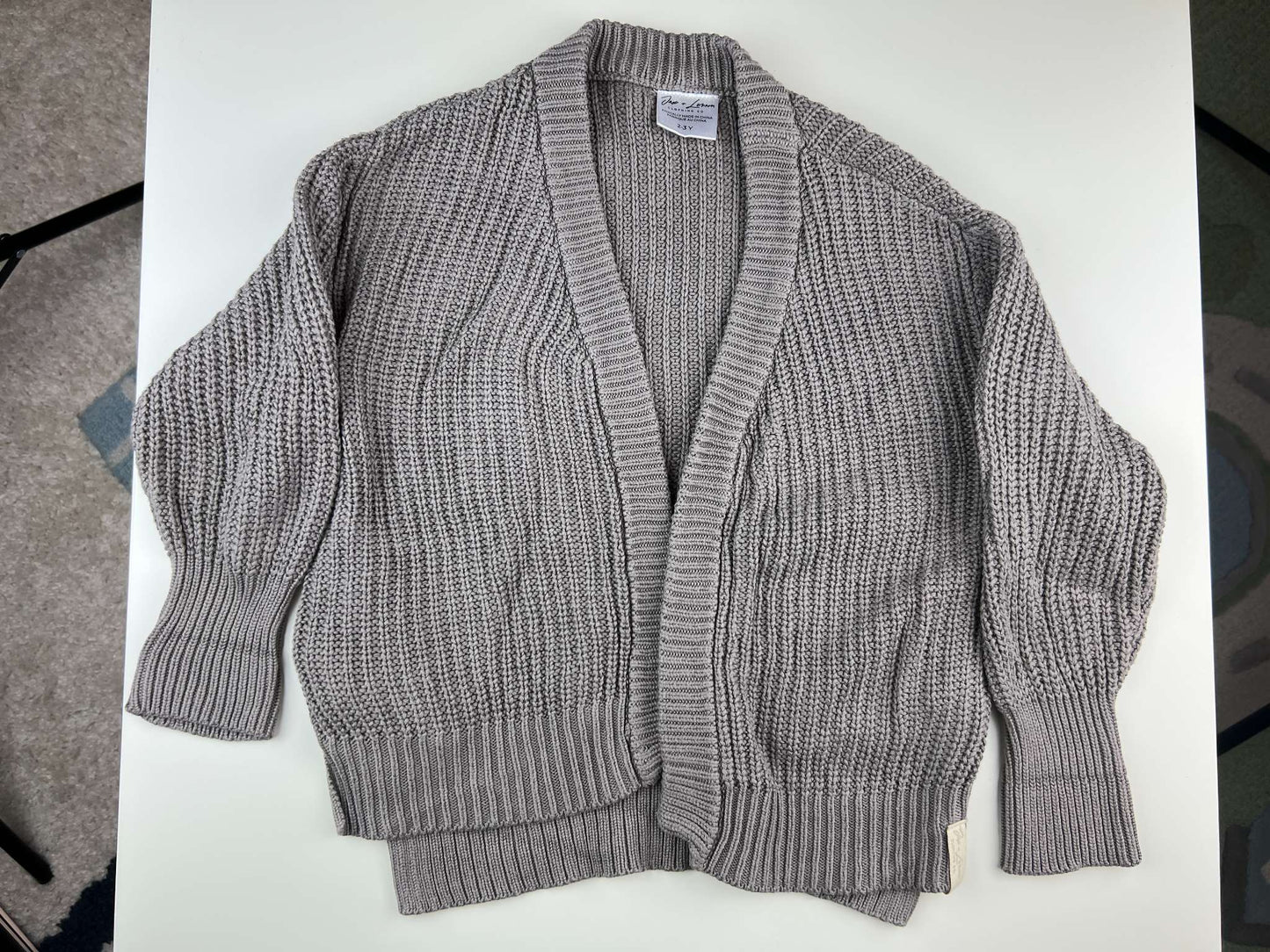 Jax & Lennon Open Knit Cardigan with Pockets, gray, 2-3T, Kids 3T