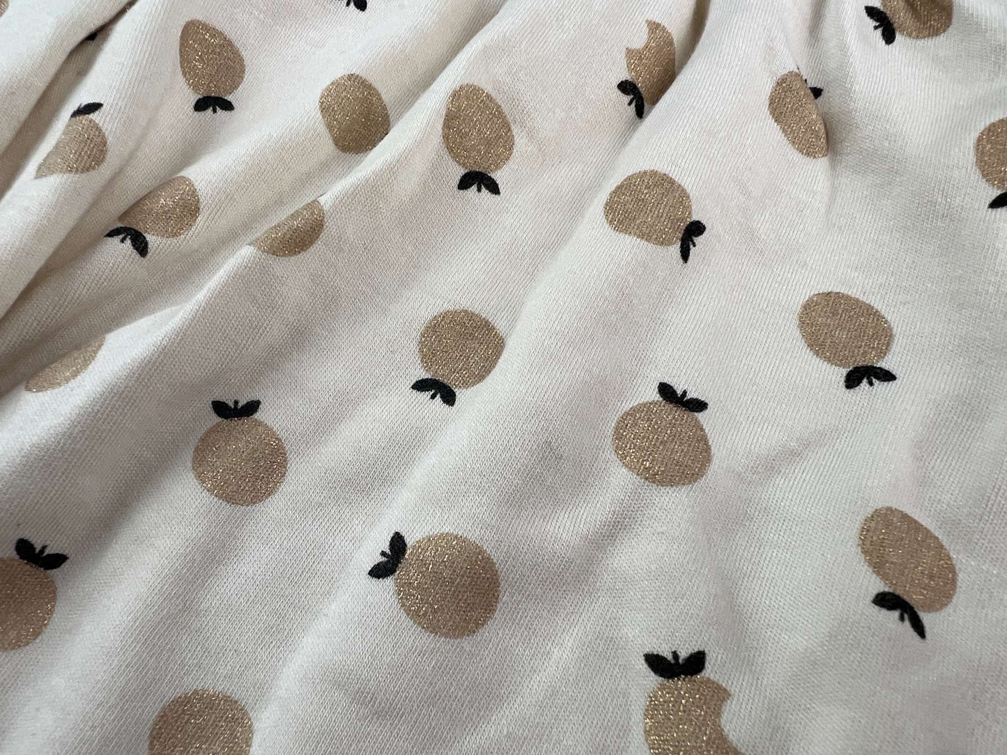 Little and Lively Bamboo/cotton blend sparkly apple print dress, white and gold, 1T/2T (fits large), Kids 2T