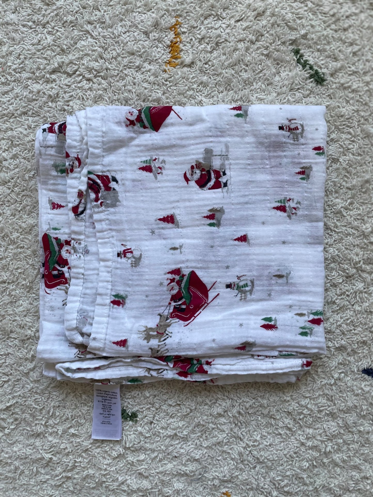 Pottery barn santa in sled swaddle blanket, 0-6 Months (Small)
