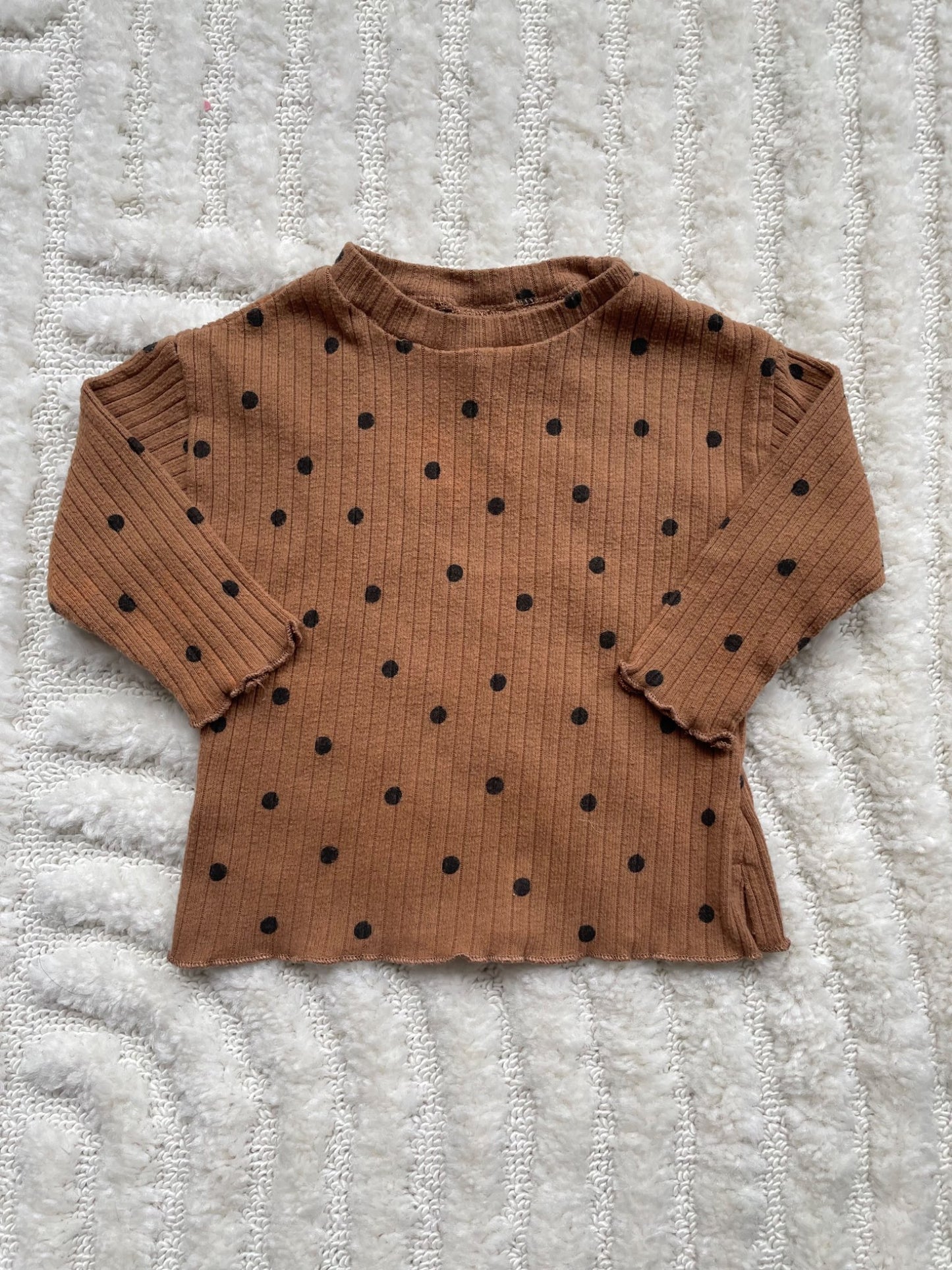 Zara long sleeve ribbed orange top, Kids 9 Month (6-9M)