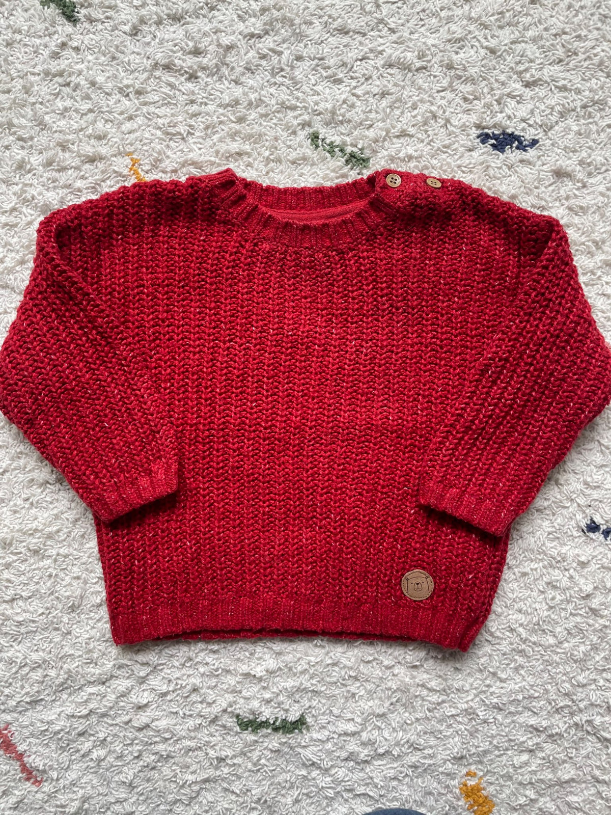 H&M red knit 12m sweater, Kids 12 Month (9-12M)