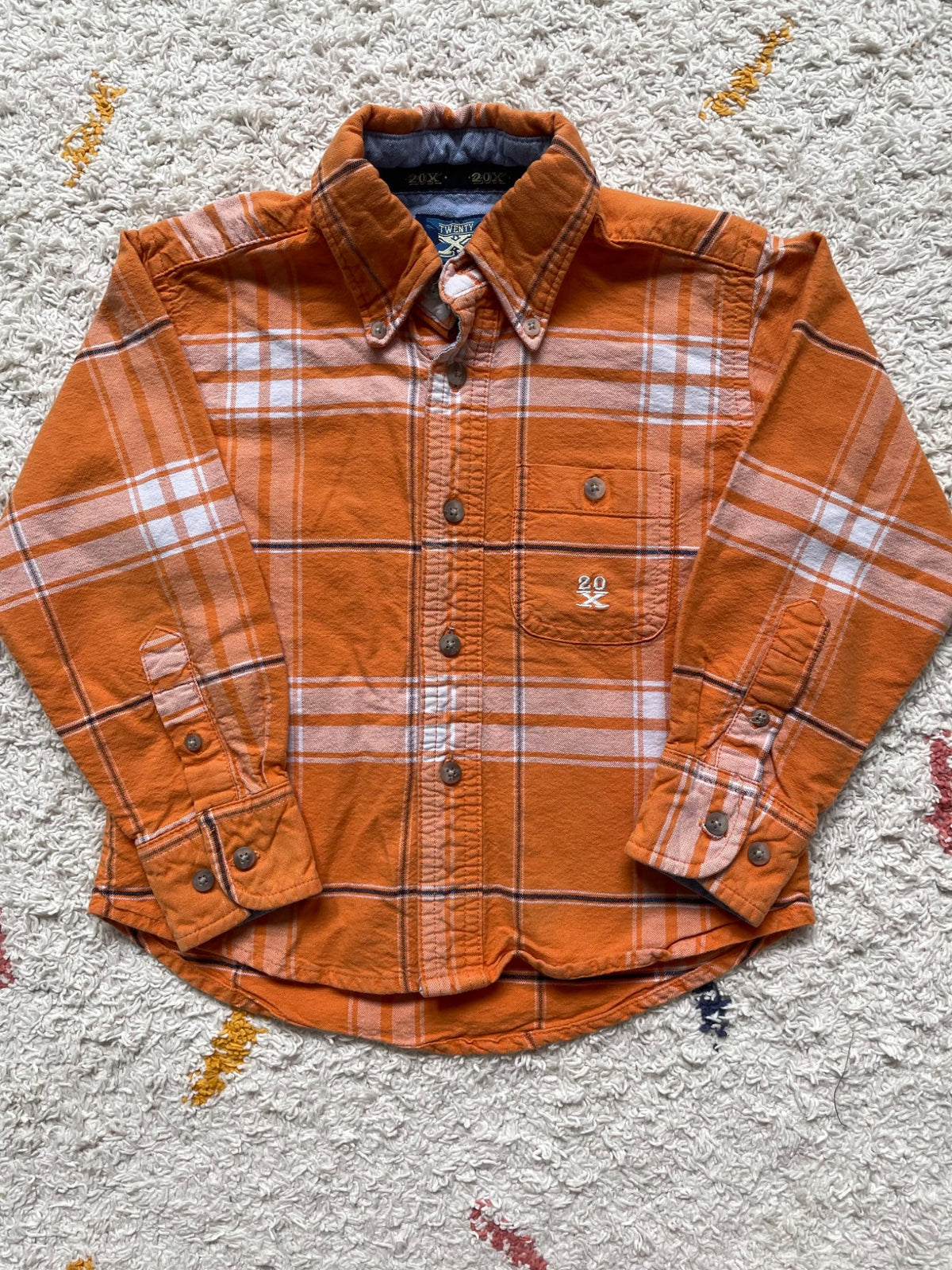Wrangler orange plaid 3-4Y button up top, Kids 3T