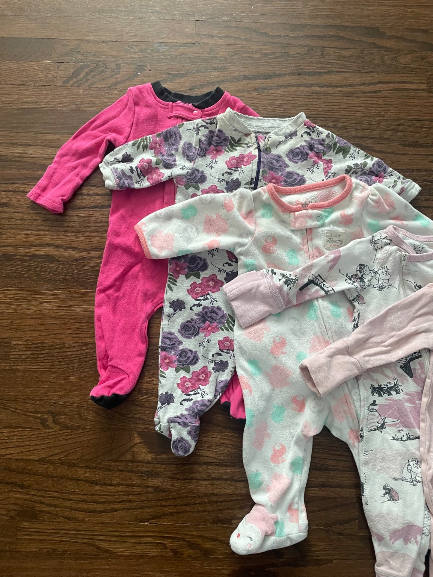 0-3m Girl Bundle - 7 items (5 sleepers, 2 tops), Kids 3 Month (0-3M)