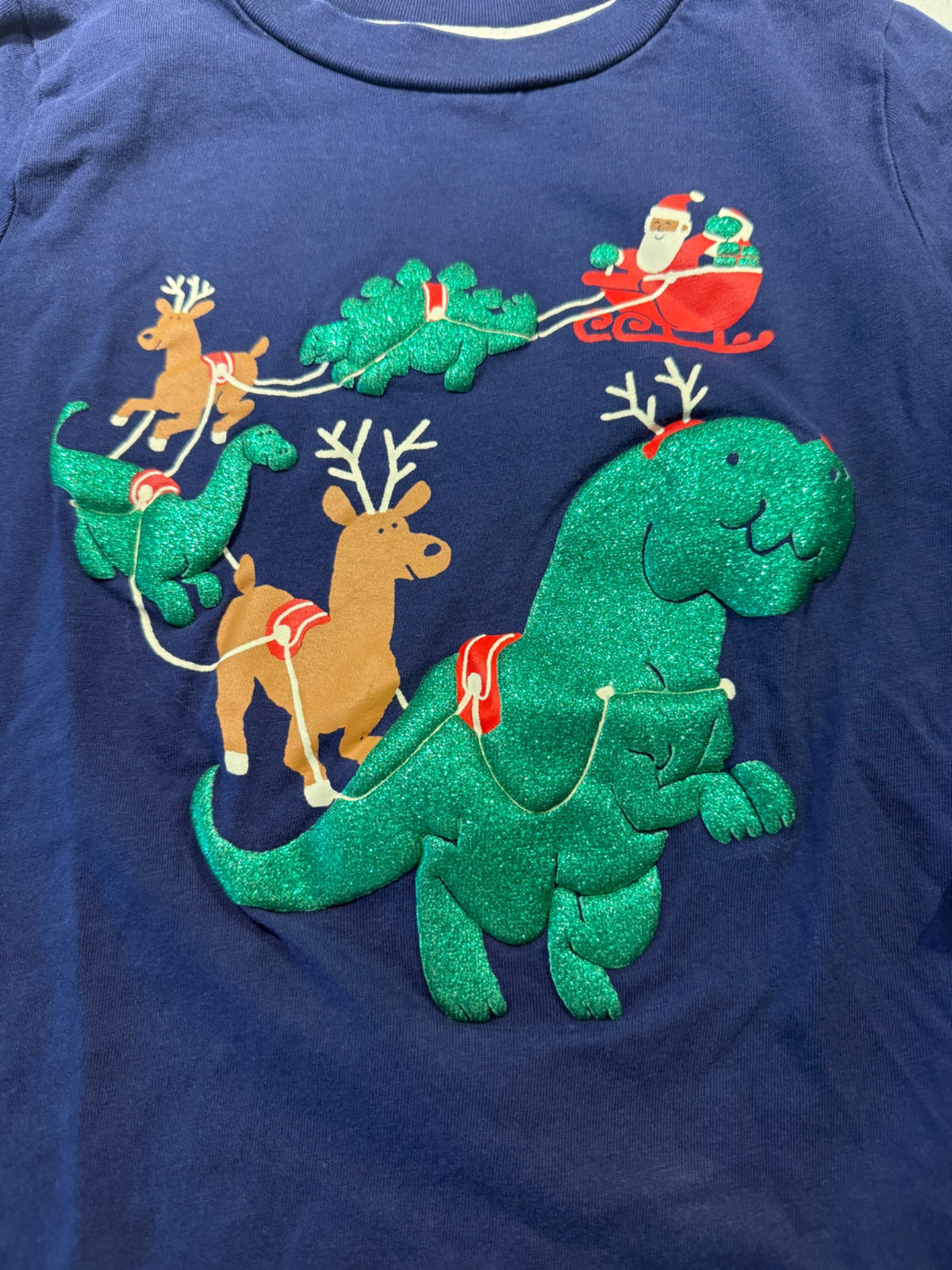 Sparkly Xmas Dino shirt - size 5, Kids 5/5T